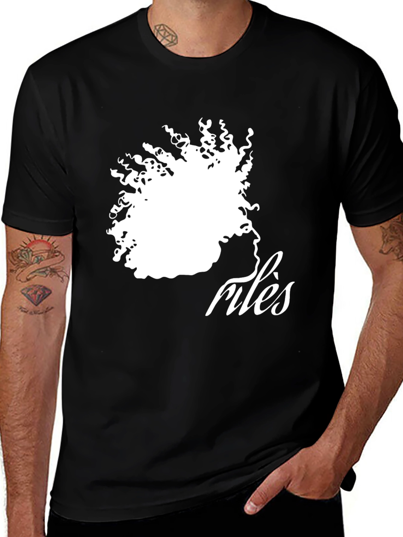 Stylish Black T-Shirt with Artistic Afro Silhouette