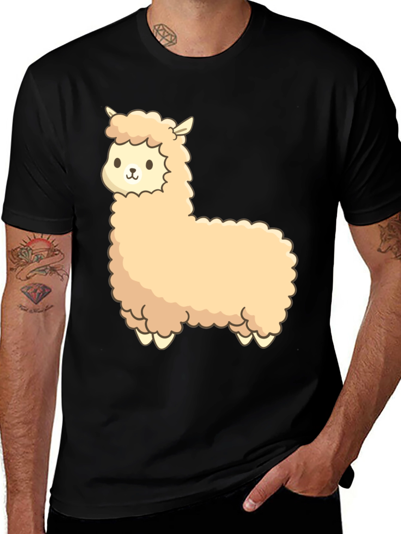 Variant 9 of Cute Alpaca Graphic Black T-Shirt