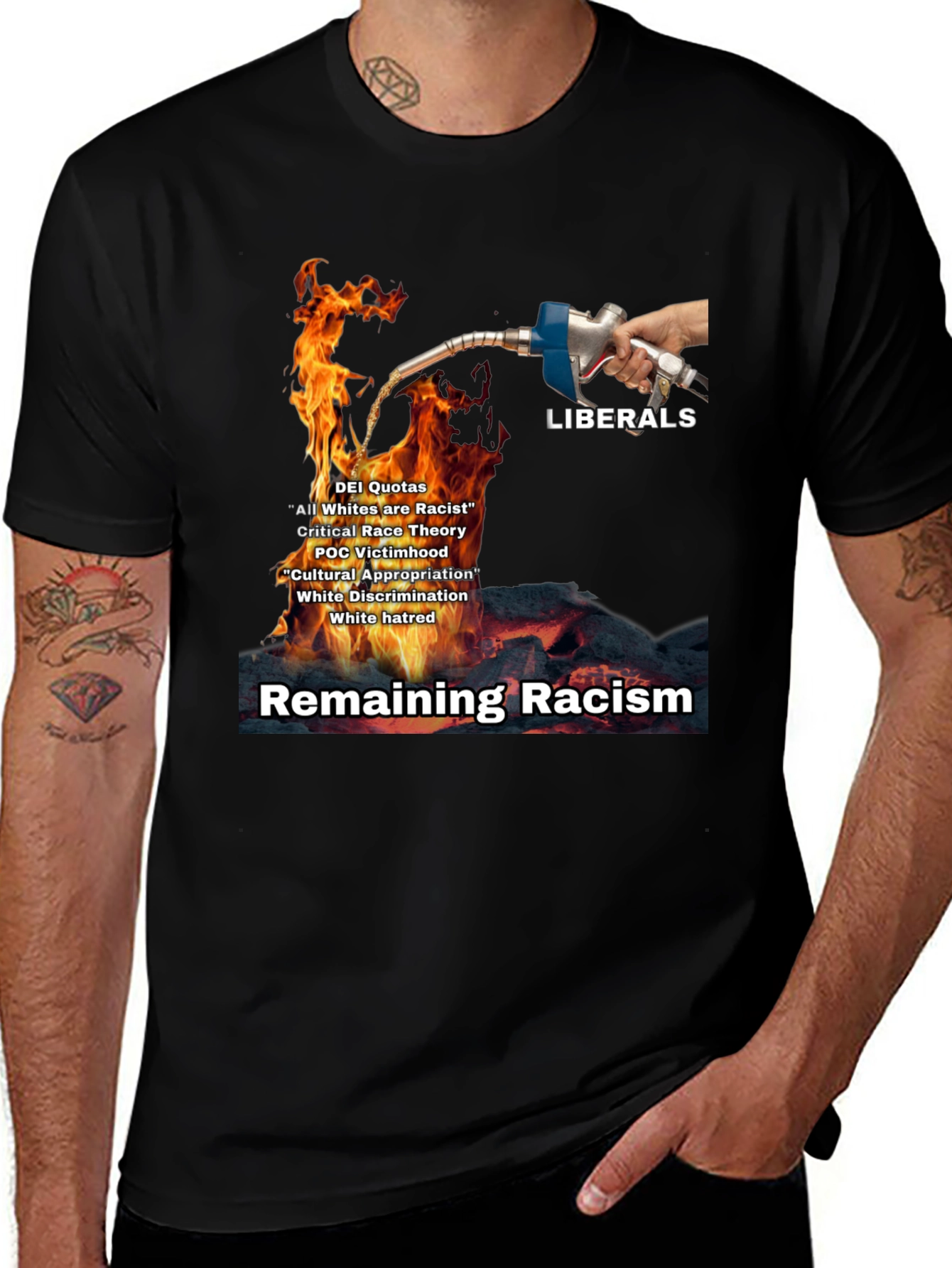 Variant 13 of Provocative Anti-Liberal T-Shirt: Fueling the Fire