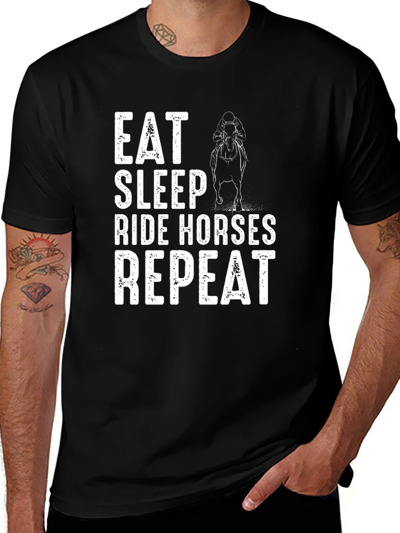 Variant 23 of Eat Sleep Ride Horses Repeat Graphic Tee