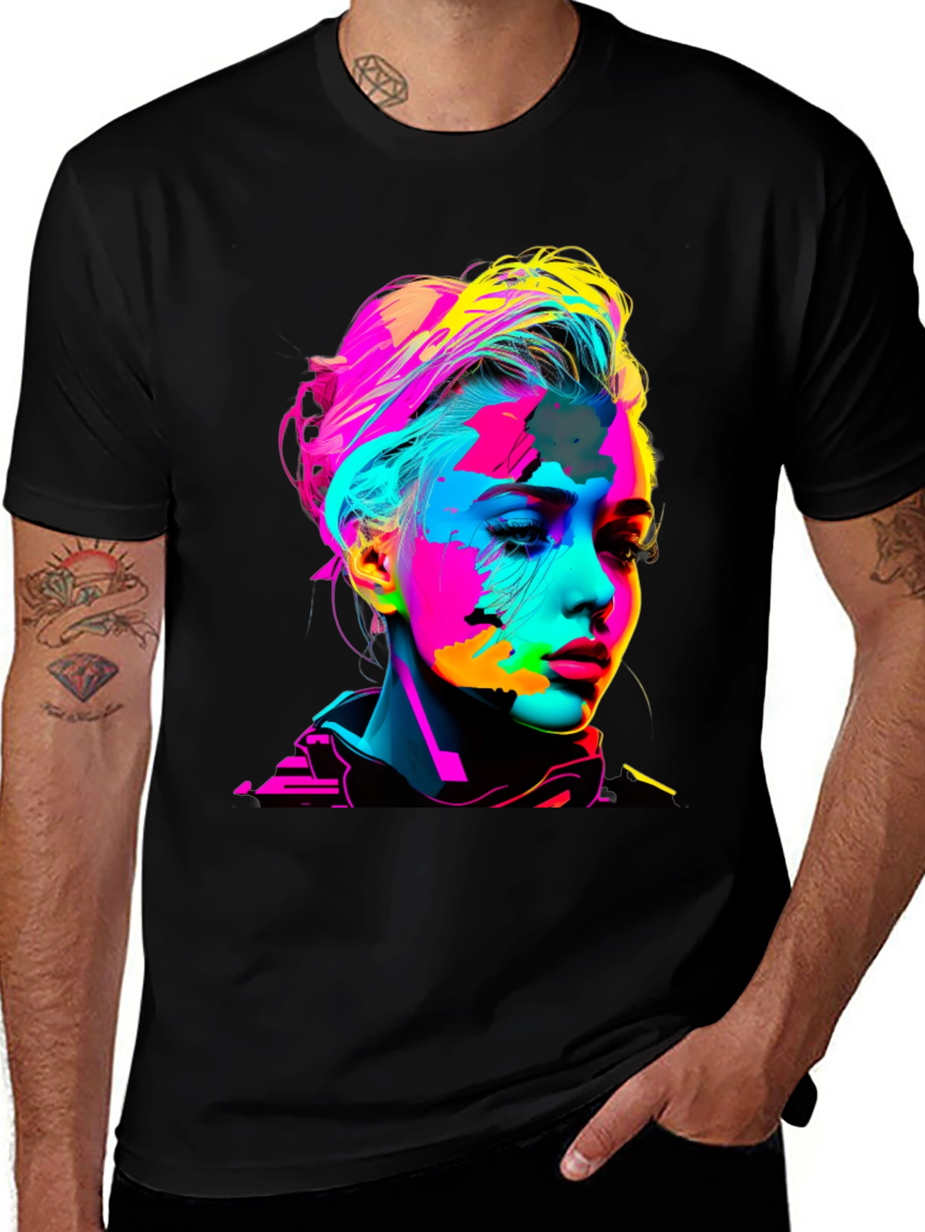Variant 25 of Pop Art Woman Graphic Black T-Shirt