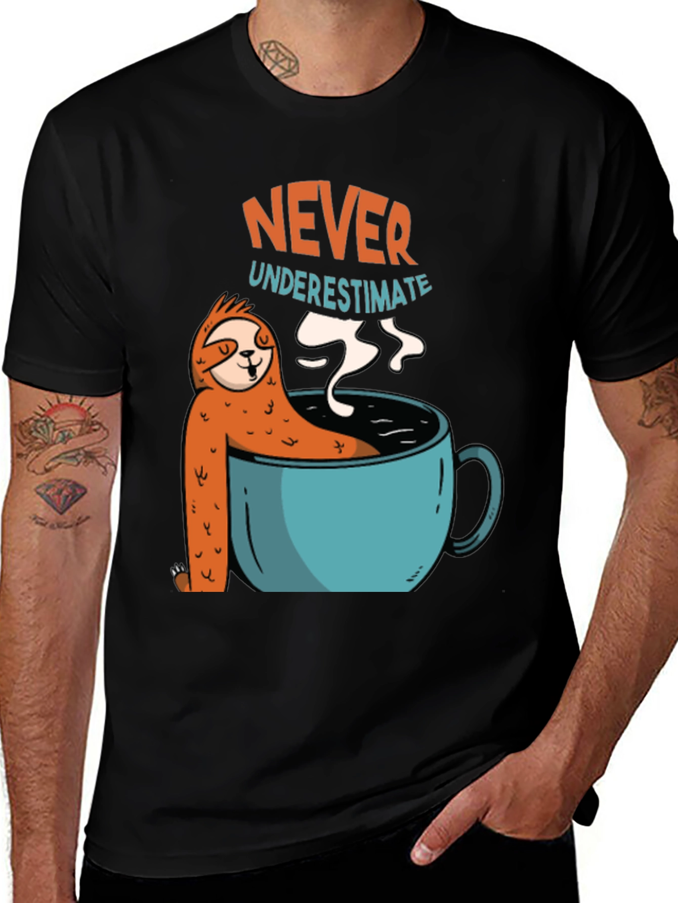 Variant 12 of Never Underestimate Sloth Coffee T-Shirt