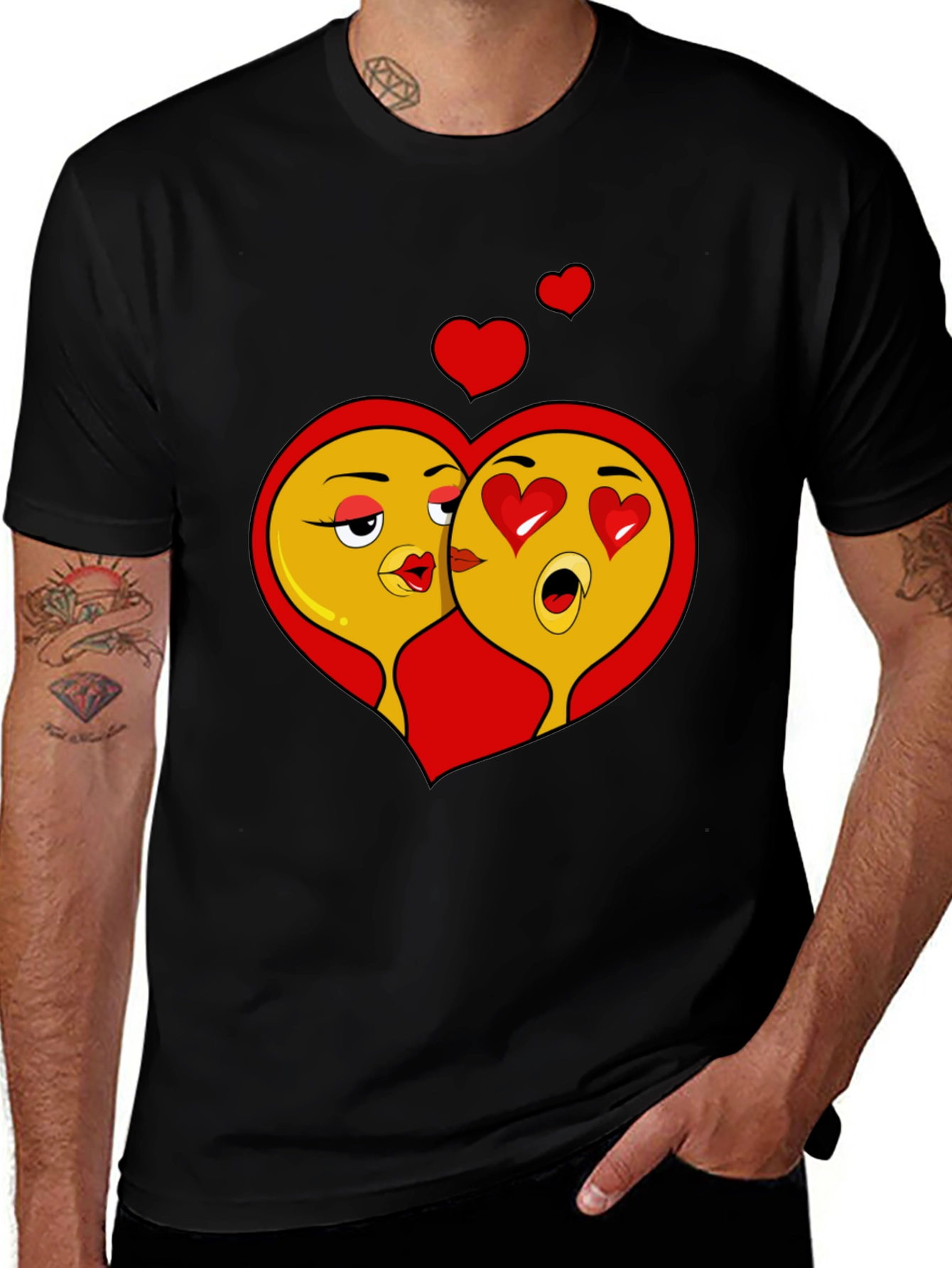 Variant 4 of Emoji Love Black T-Shirt