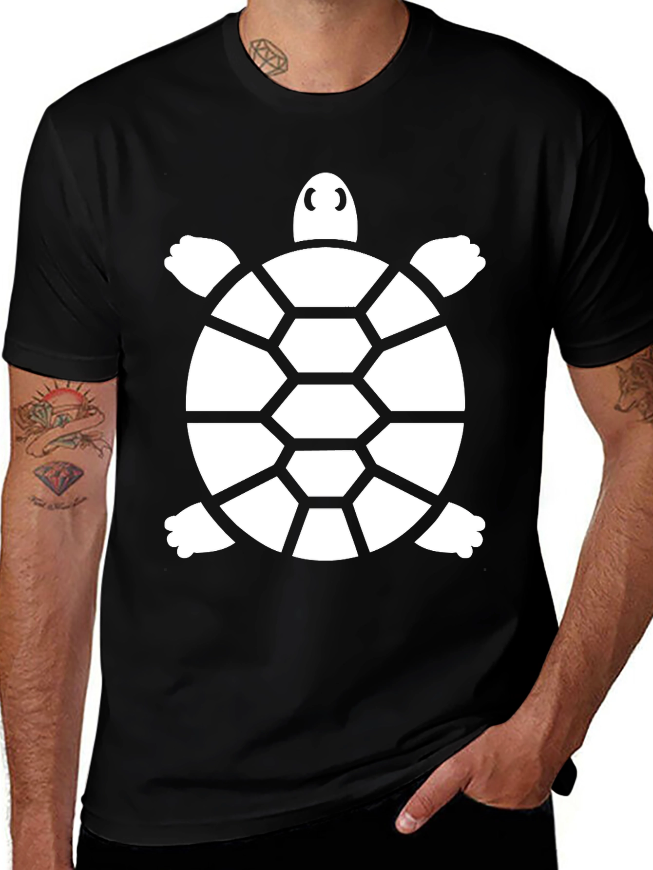 Variant 25 of Turtle Graphic T-Shirt - Black, Men's Casual Tee