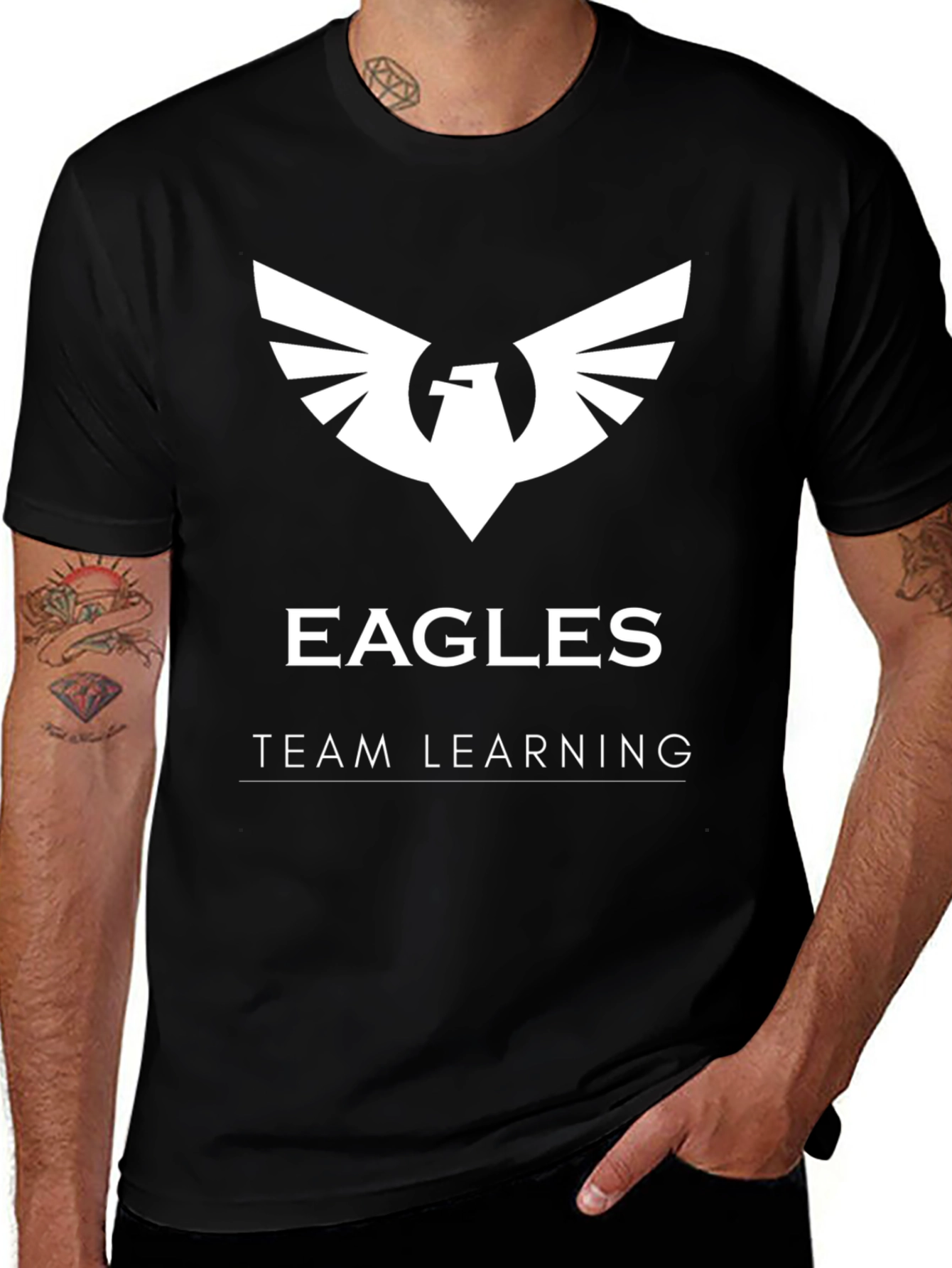 Variant 14 of Eagles Team Learning Black T-Shirt