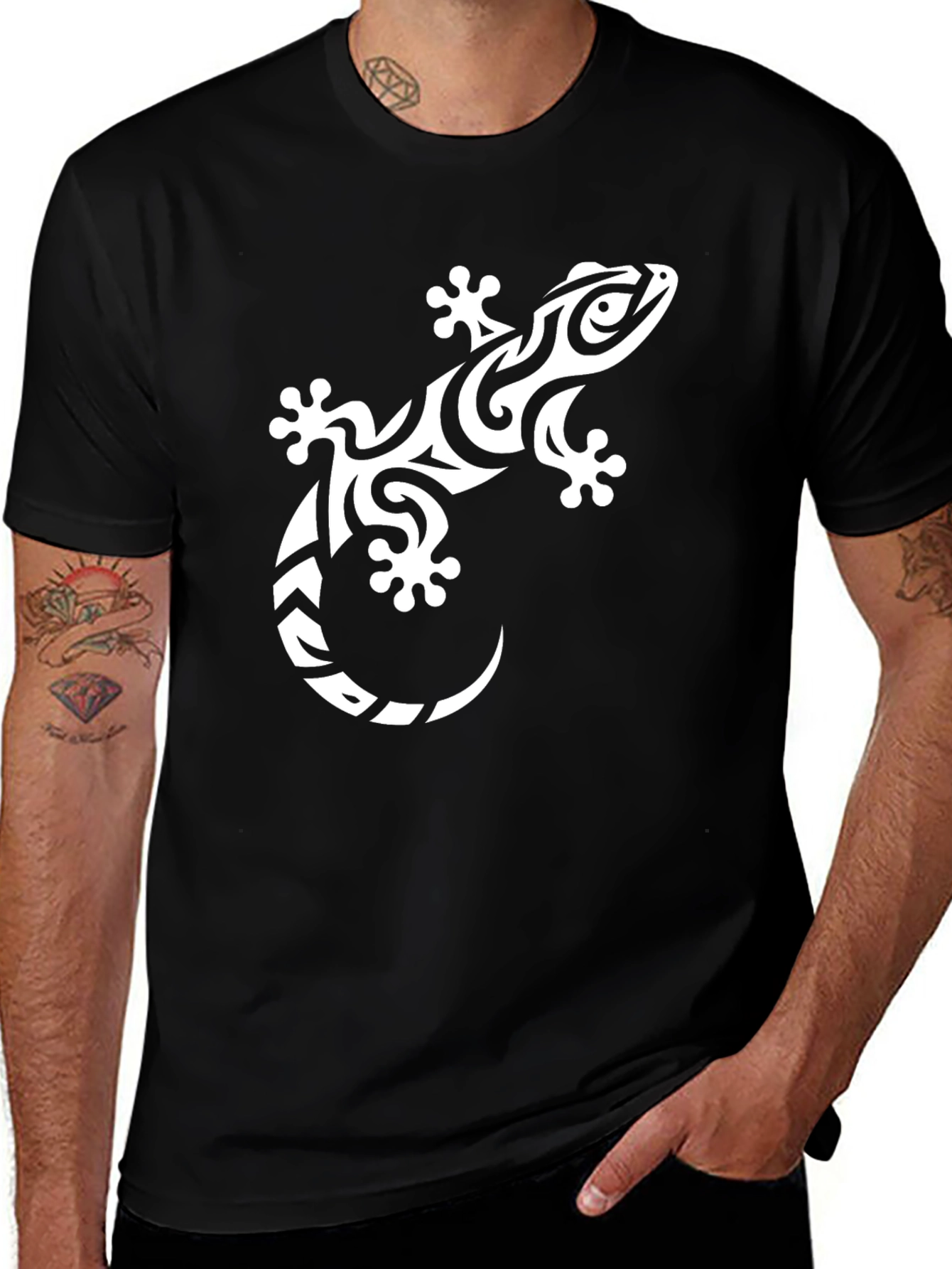 Variant 8 of Tribal Gecko Graphic Tee - Cool Lizard Design