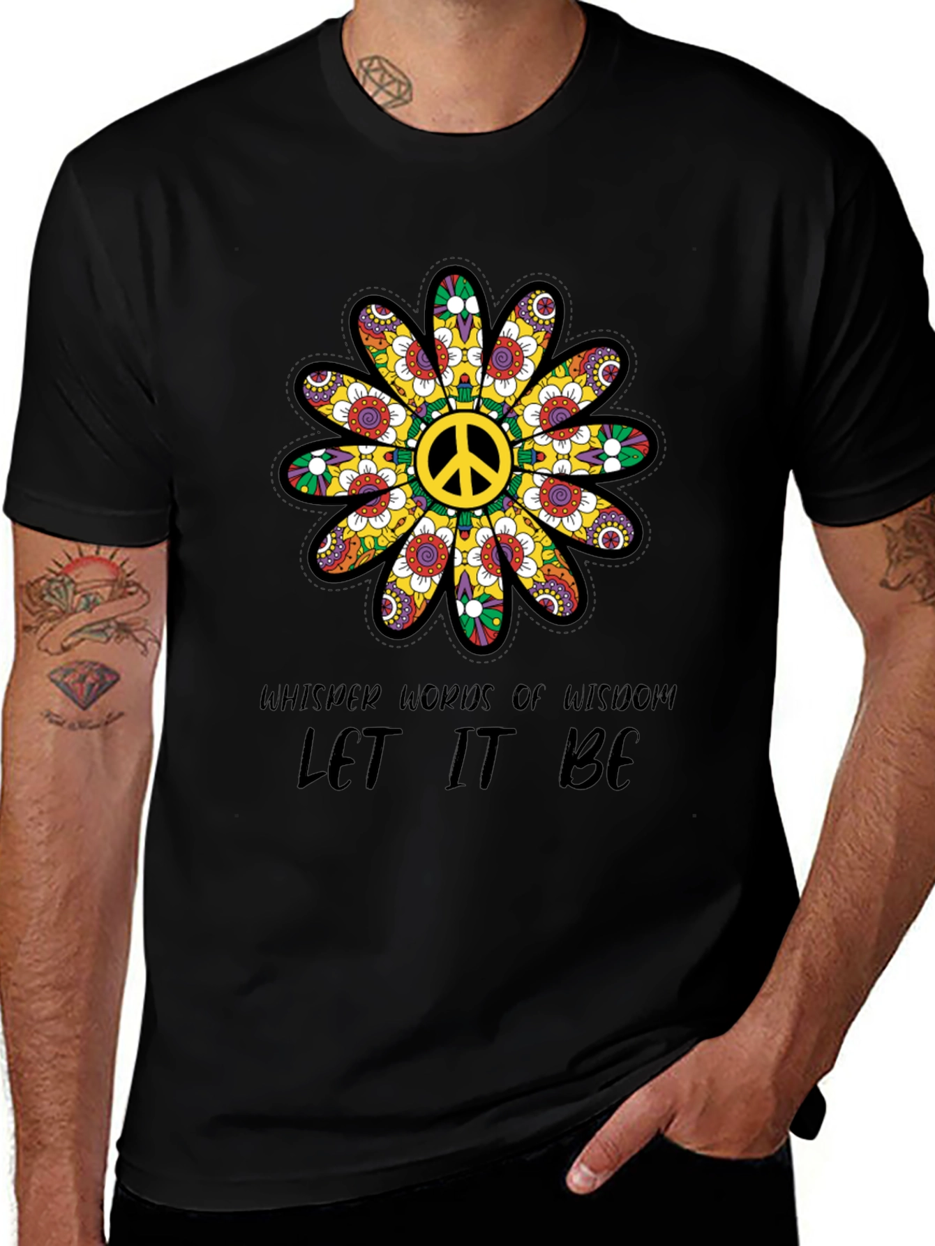 Variant 7 of Peace Sign Flower T-Shirt - Let It Be