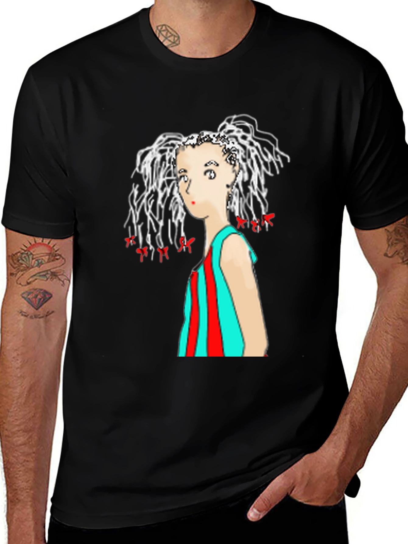 Black Artistic Graphic Tee - Unique Woman Design main image