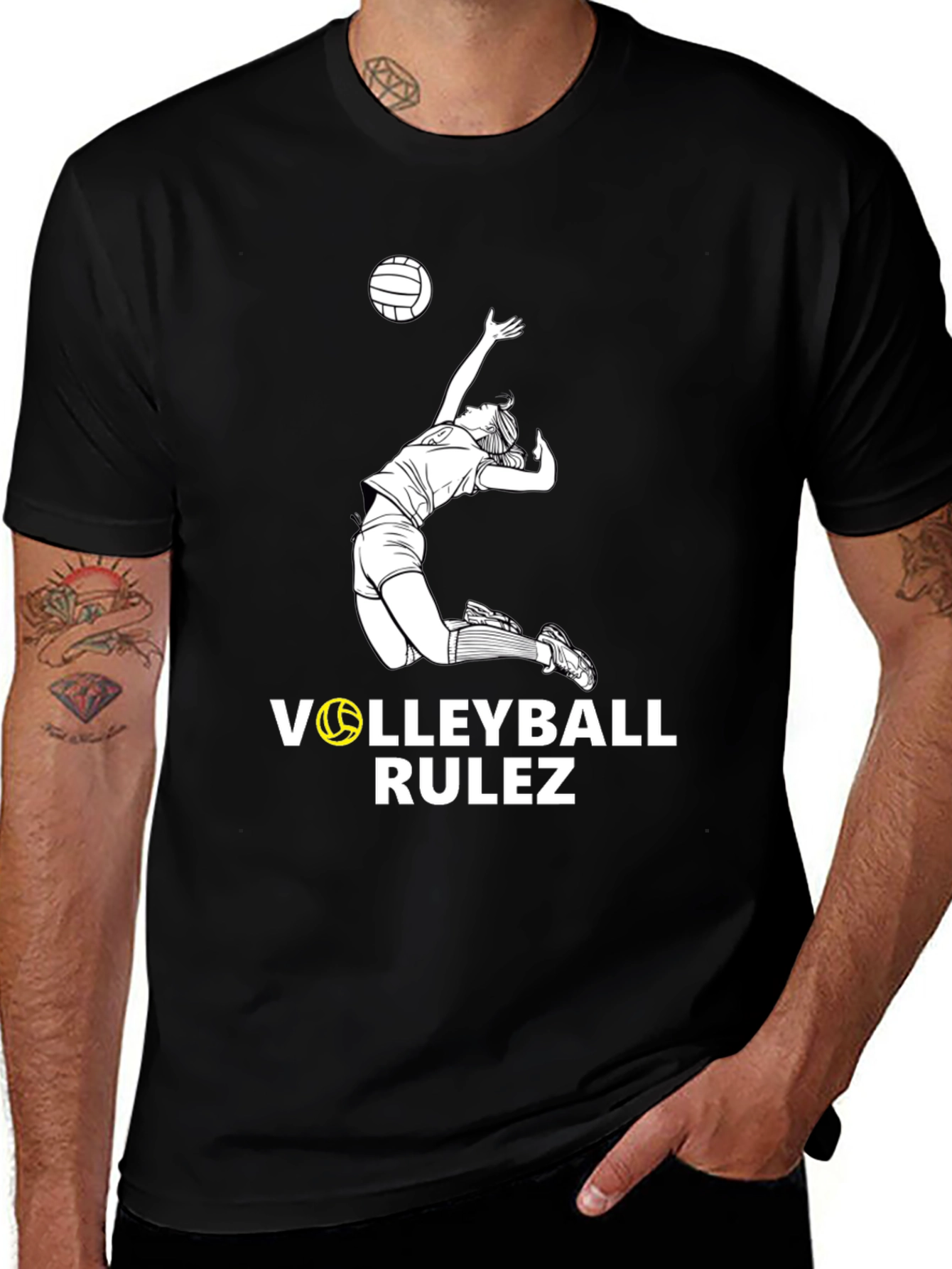 Variant 2 of Volleyball Rulez Black Graphic T-Shirt