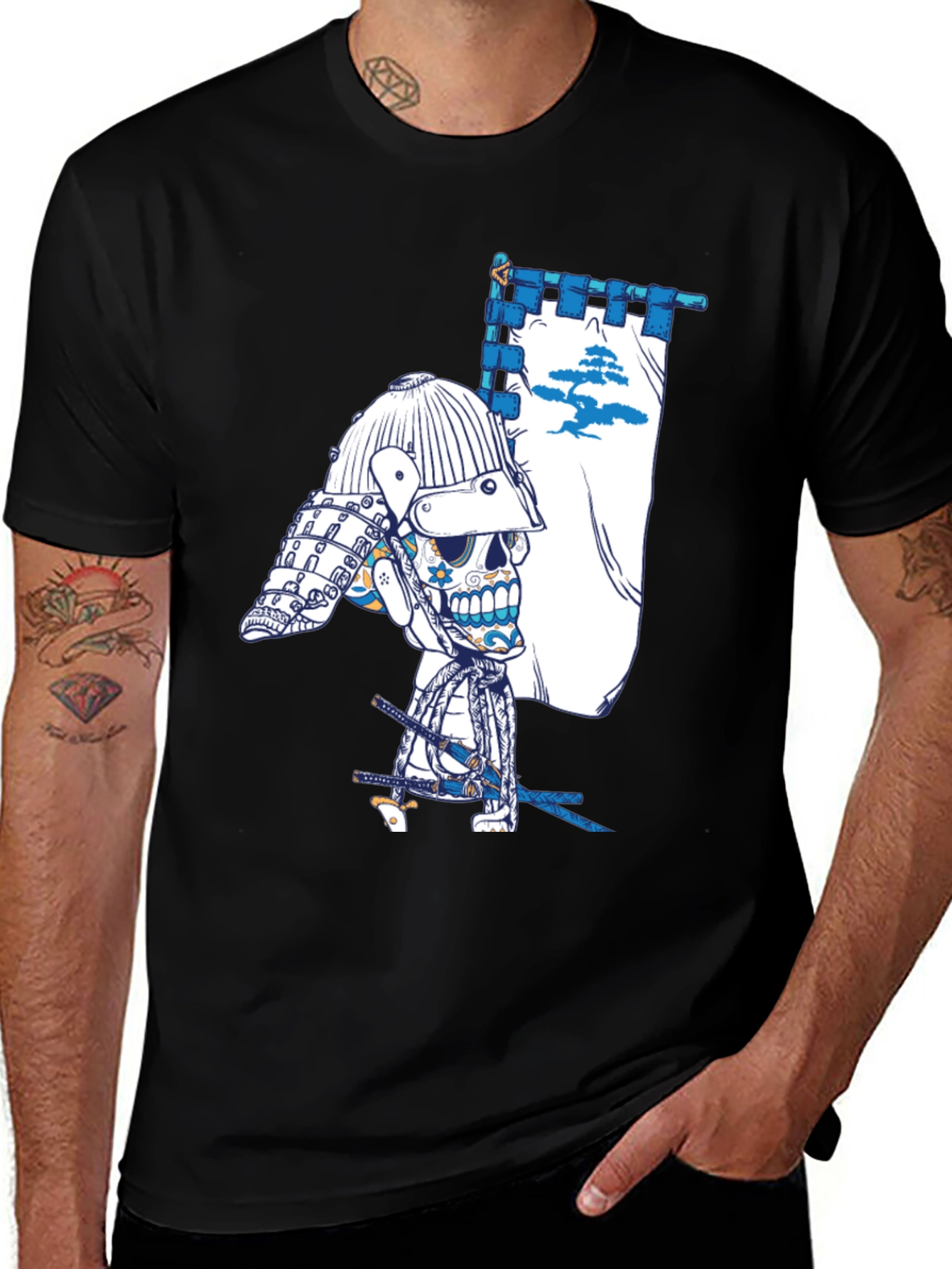 Variant 16 of Samurai Skull Graphic Tee - Unique Design