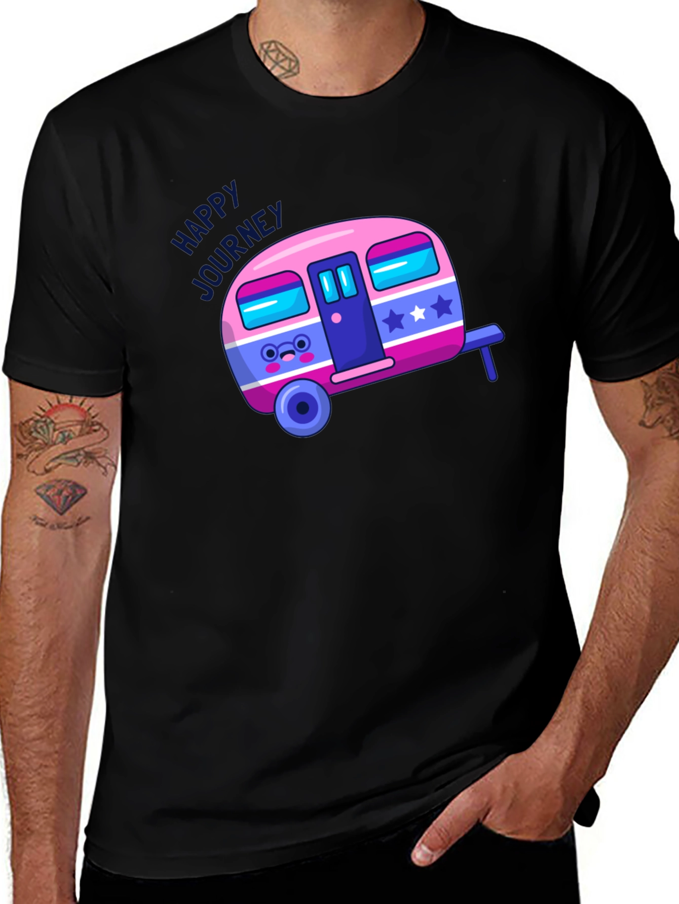 Variant 3 of Happy Journey T-Shirt - Cute Campervan Graphic Tee