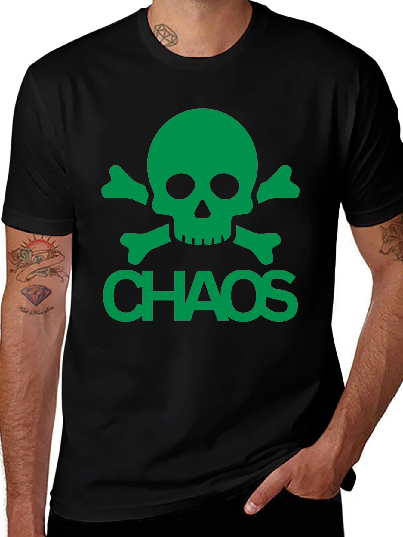 Variant 26 of Chaos Skull Graphic Tee - Black Cotton T-Shirt