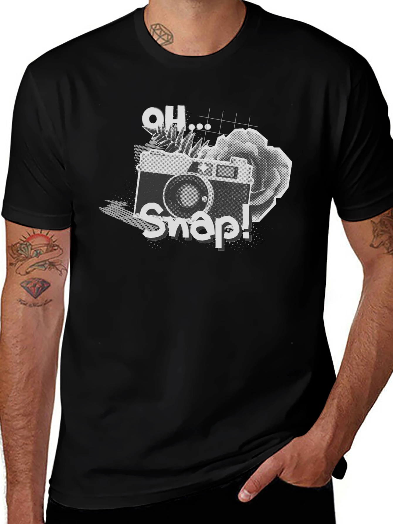 Variant 25 of Oh Snap! Camera Graphic Tee - Black Cotton Shirt