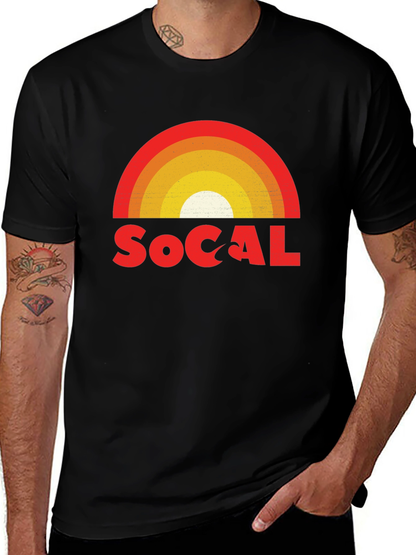 SoCal Rainbow Graphic T-Shirt - Stylish Retro Design