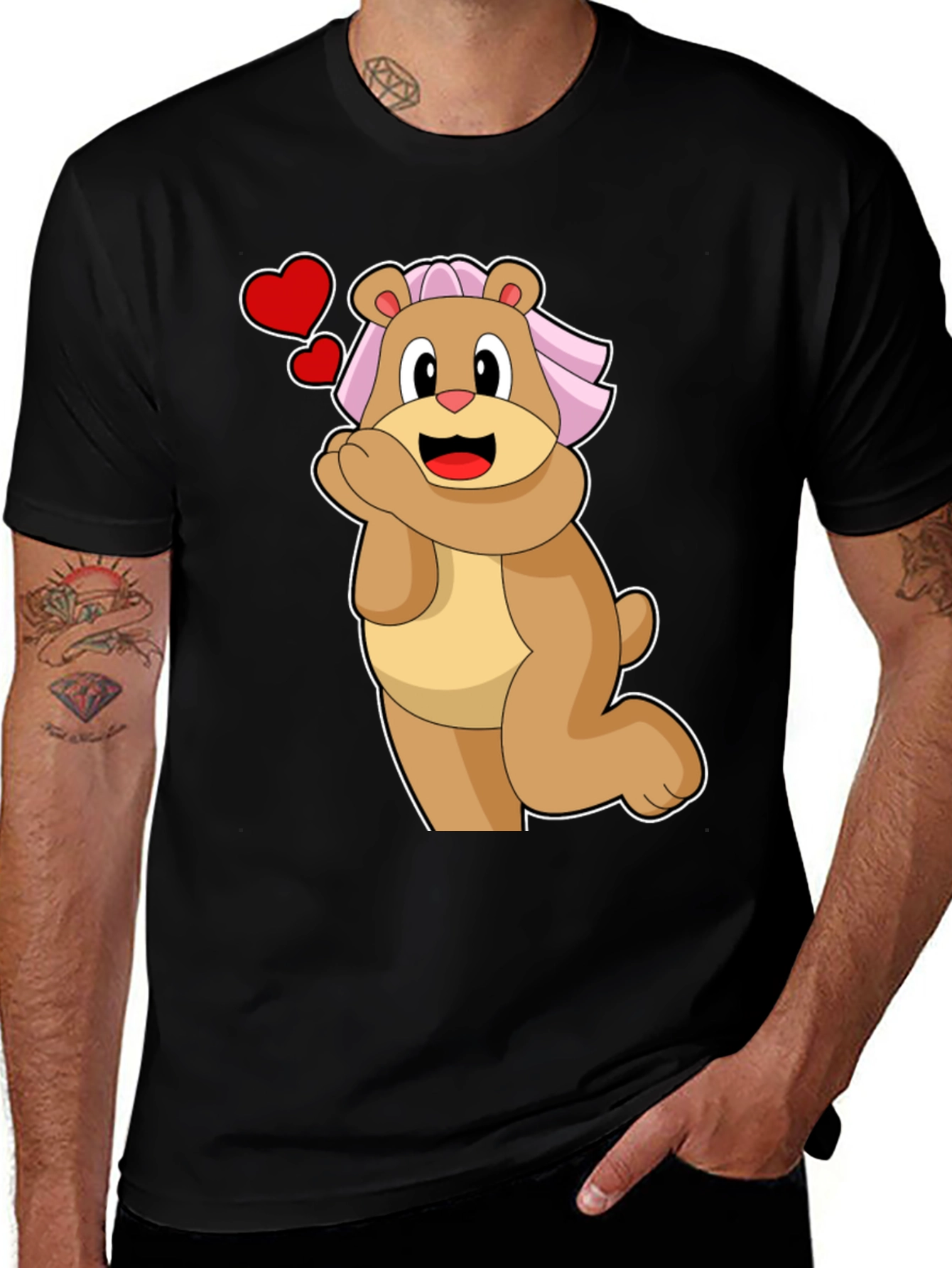 Variant 19 of Cute Cartoon Lion Black T-Shirt