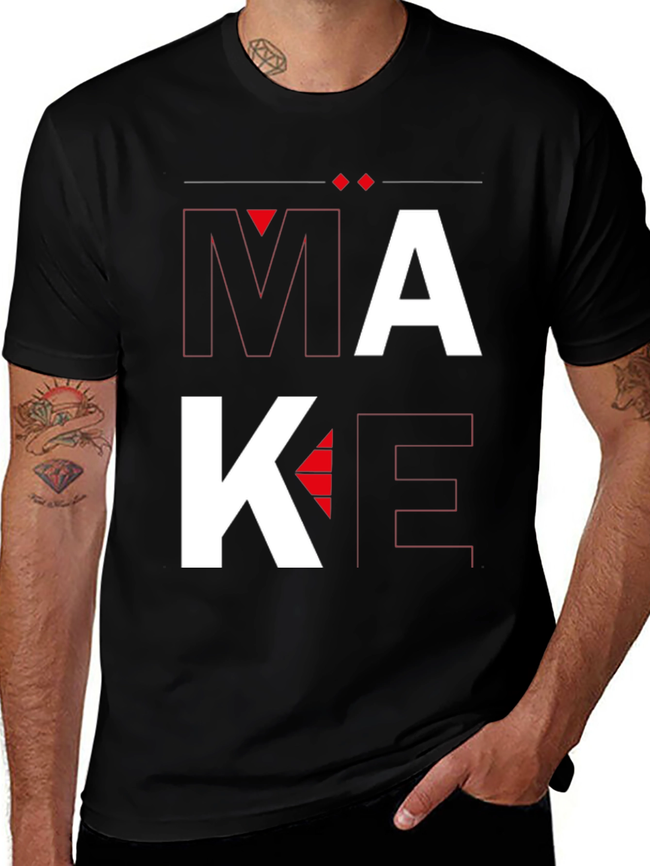 Variant 4 of Stylish 'Make' Graphic Print Black T-Shirt
