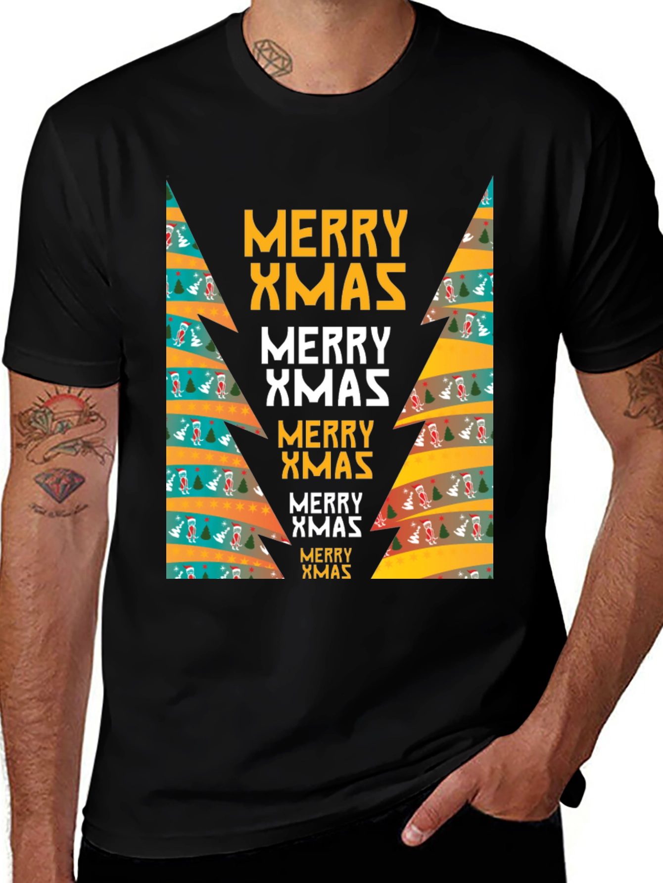 Festive 'Merry Xmas' Graphic Print T-Shirt