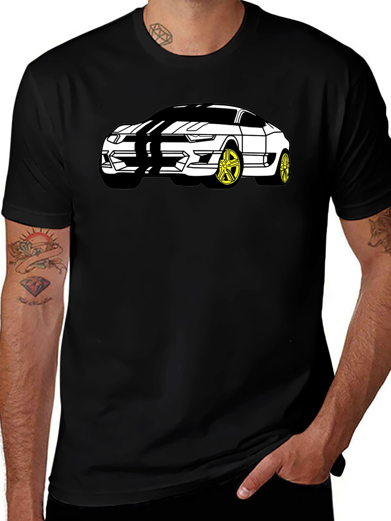 Variant 3 of Mustang Car Graphic T-Shirt - Black