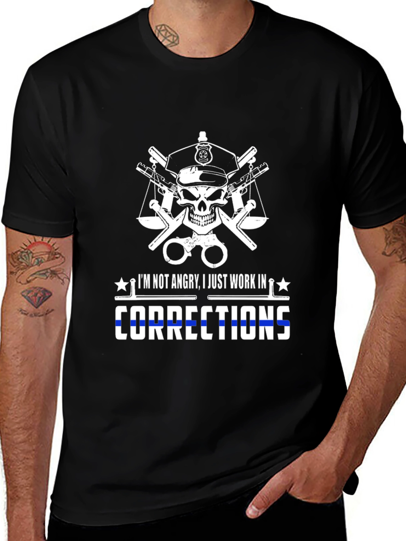 Corrections Officer T-Shirt - Skull & Guns