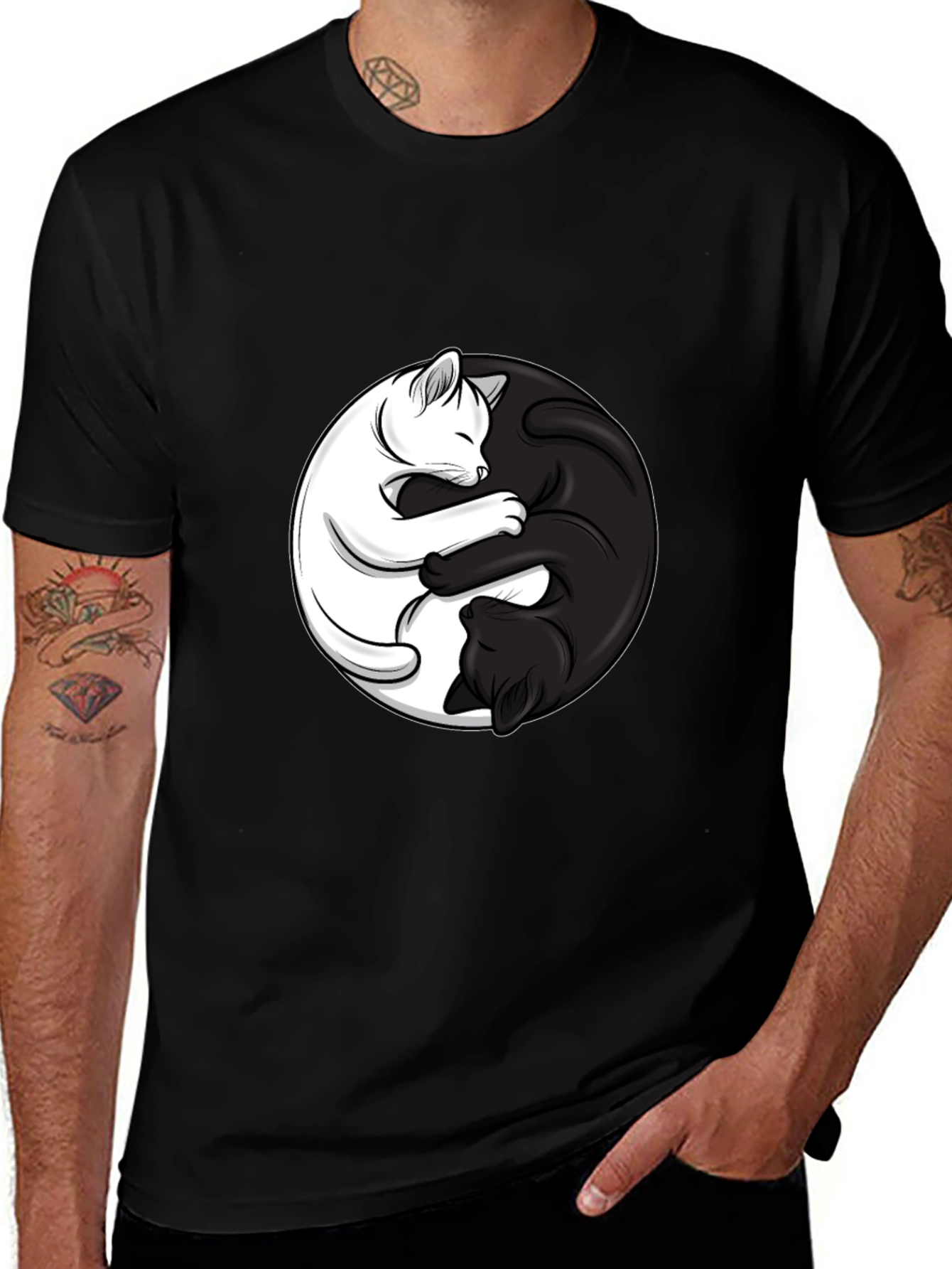 Variant 23 of Yin Yang Cats Black T-Shirt