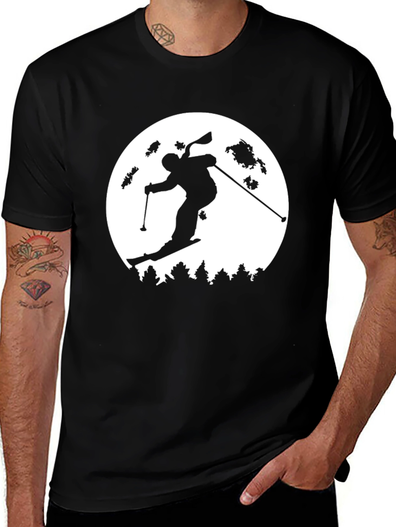 Variant 13 of Skiing Silhouette Graphic T-Shirt