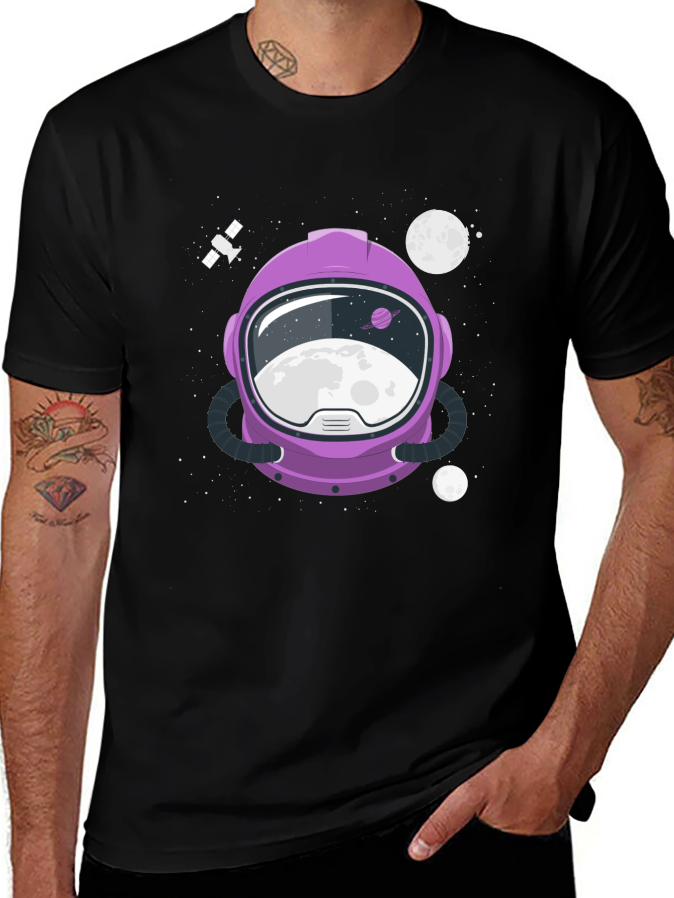 Variant 14 of Astronaut Helmet Graphic Tee - Space Exploration Shirt