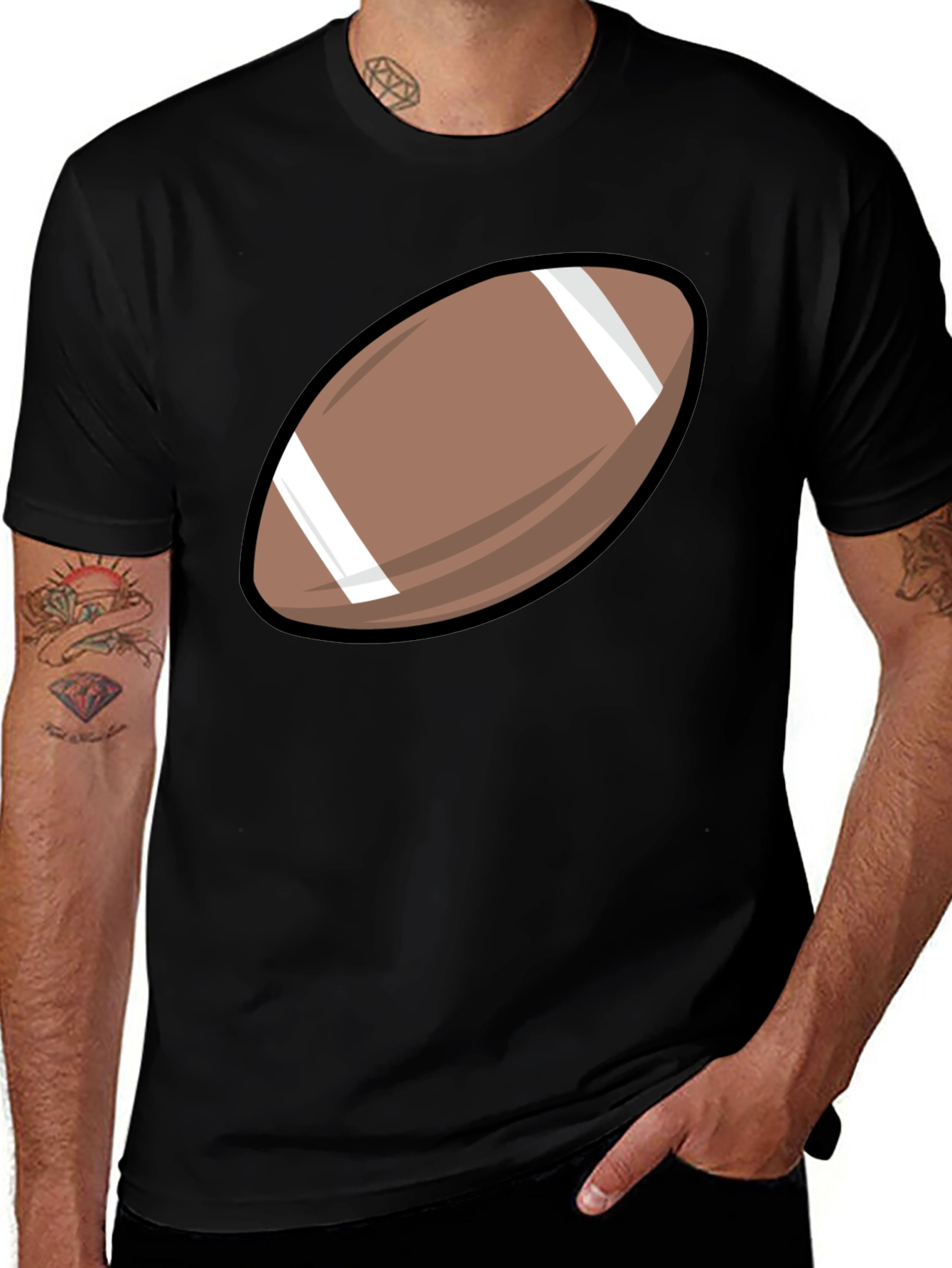 Variant 25 of Football Graphic Tee - Black Cotton Shirt