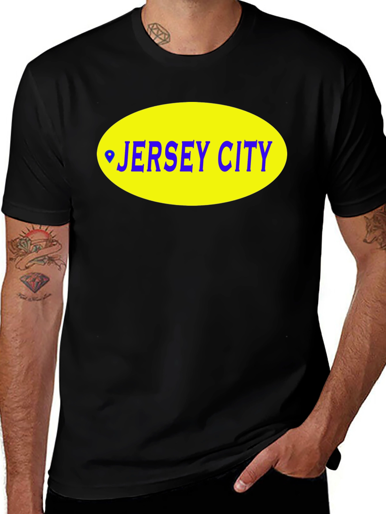 Jersey City T-Shirt - Yellow & Blue Design
