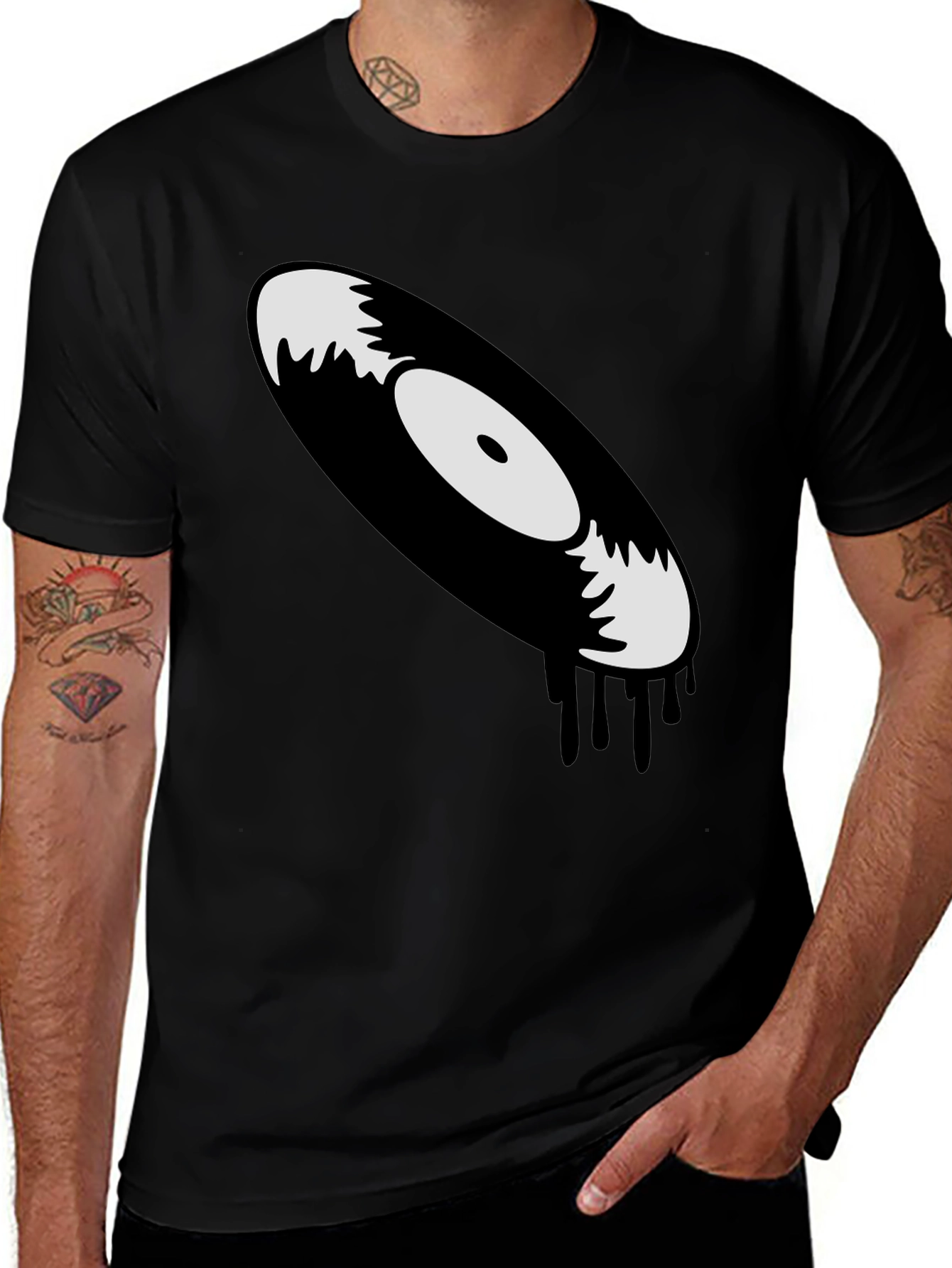 Variant 17 of Melting Vinyl Record Graphic T-Shirt
