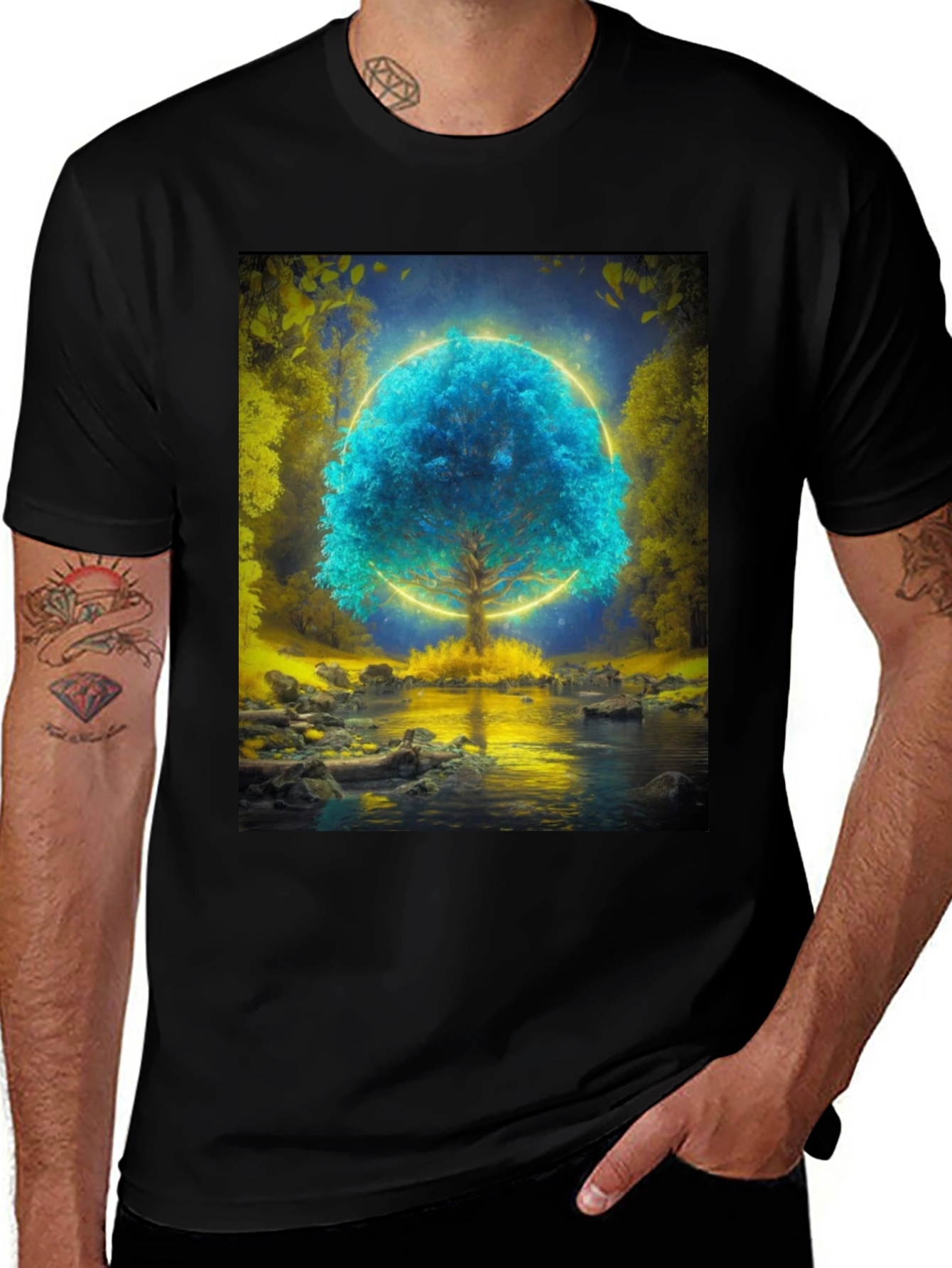 Variant 7 of Mystic Tree Graphic T-Shirt - Black