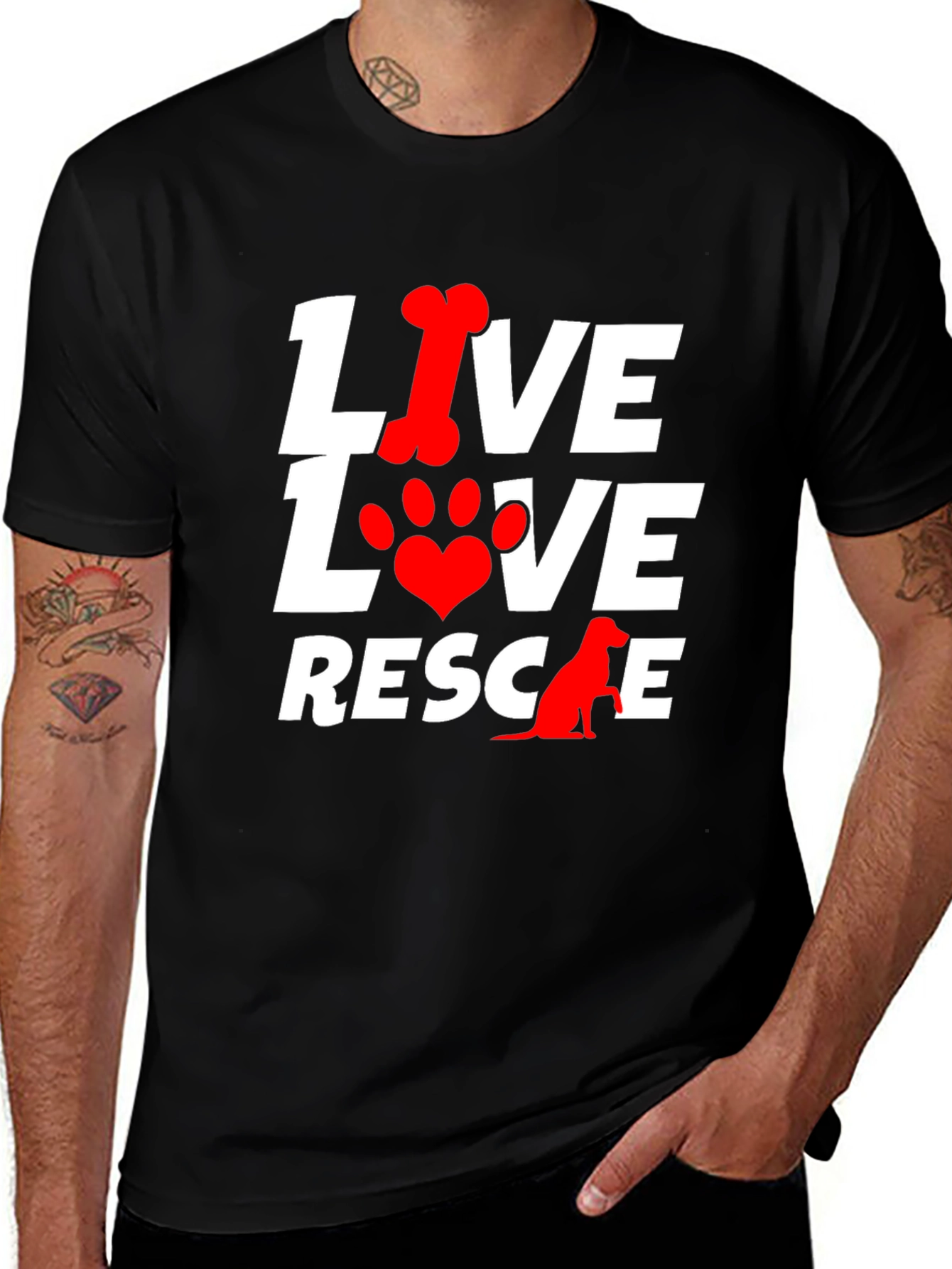 Variant 2 of Live Love Rescue Dog T-Shirt