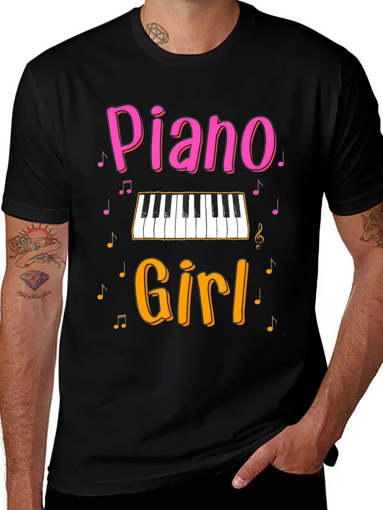 Variant 9 of Piano Girl Graphic Tee - Music Lover T-Shirt