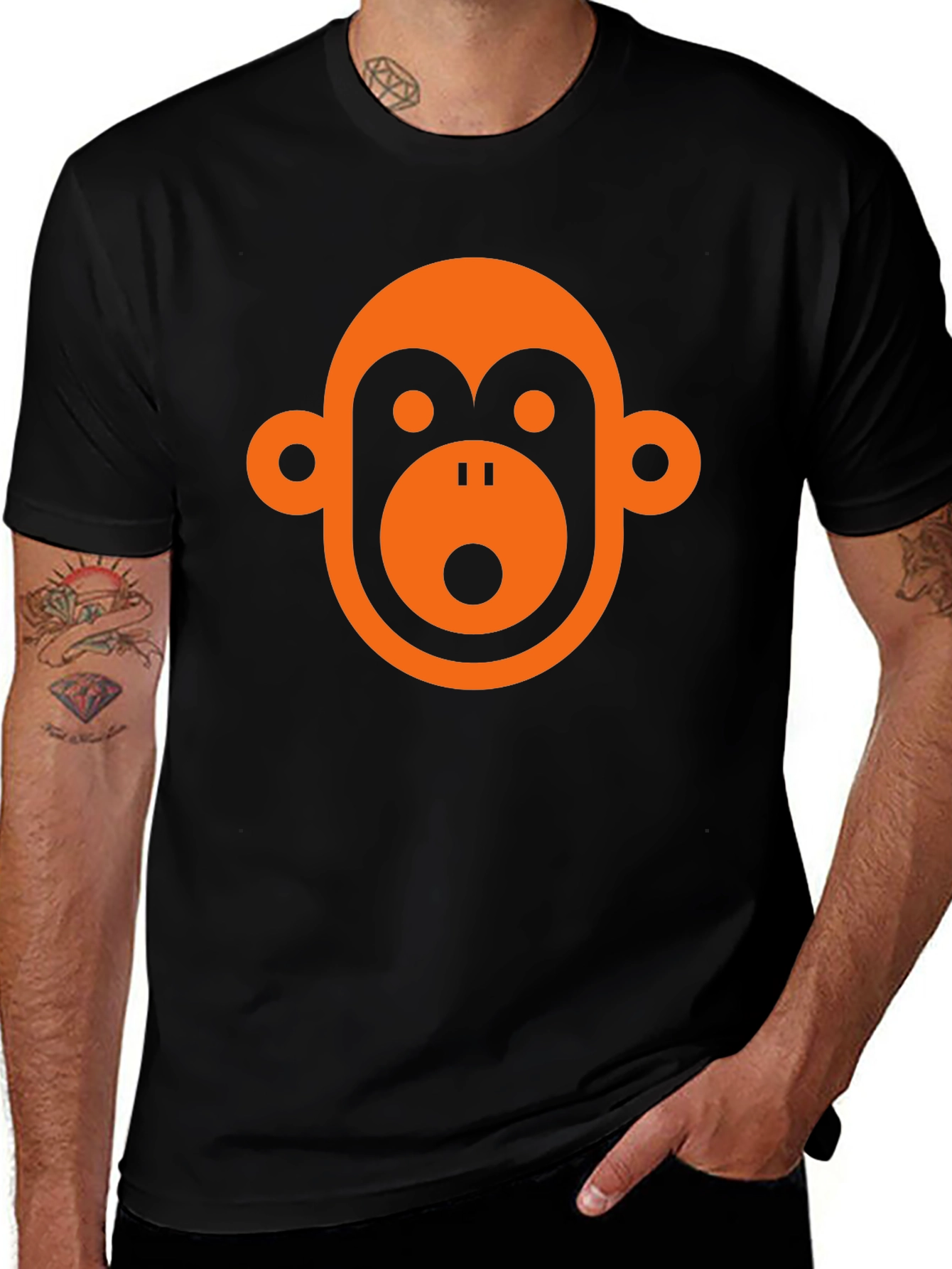 Variant 12 of Monkey Face Graphic Tee - Black Casual T-Shirt