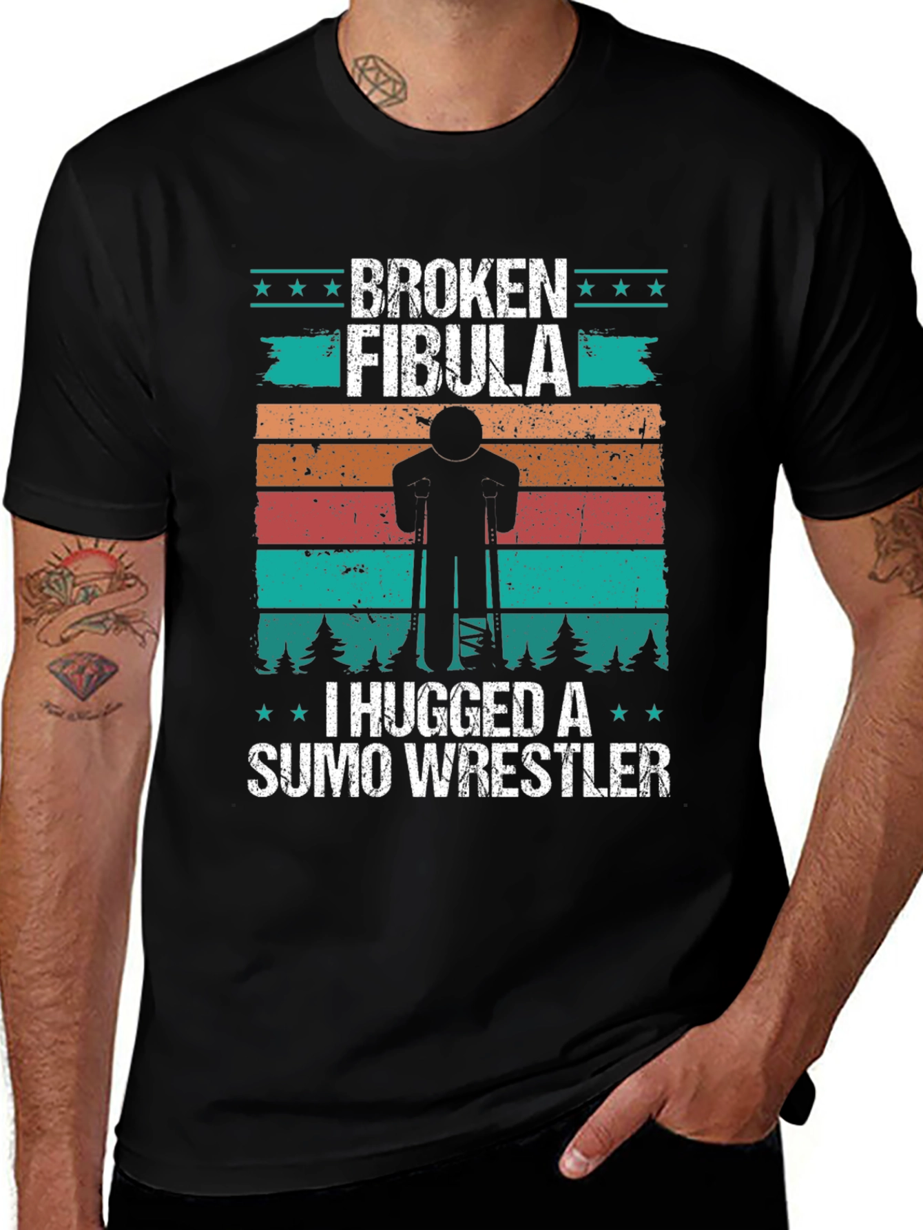 Variant 26 of Broken Fibula Sumo Wrestler Graphic T-Shirt
