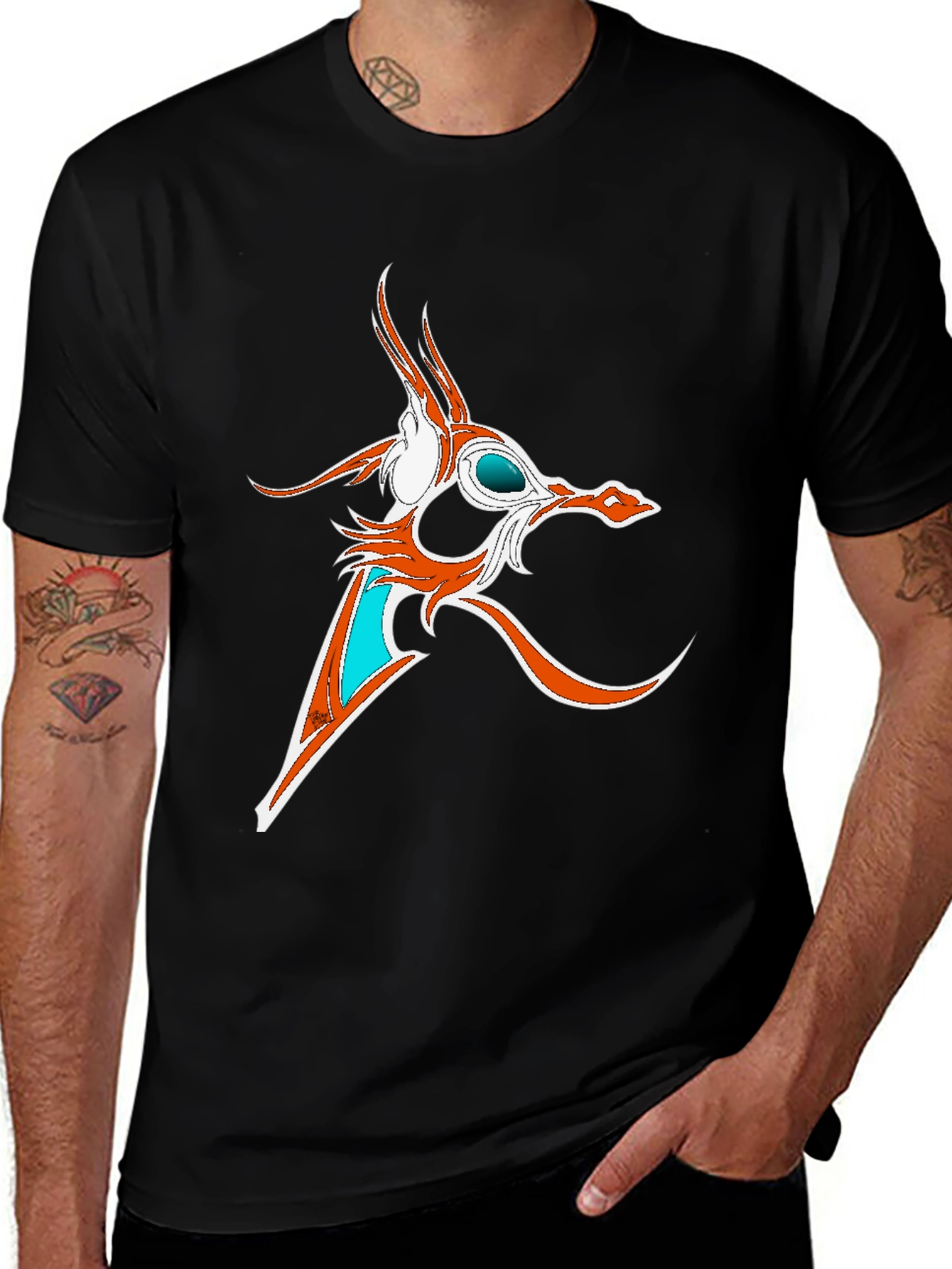 Variant 27 of Dragon Graphic Print Men's Black Tee