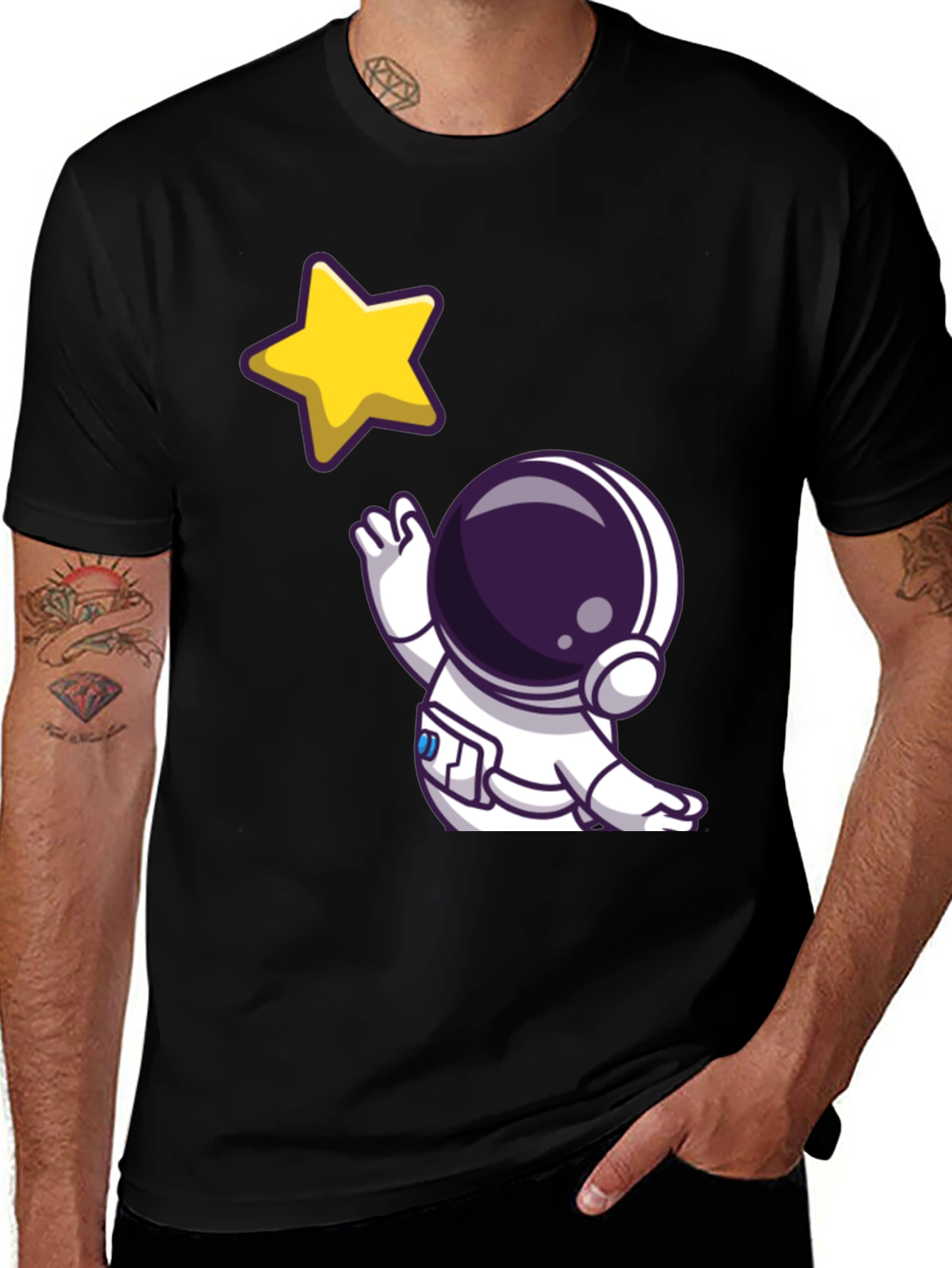 Variant 24 of Astronaut Star Graphic Tee - Black T-Shirt