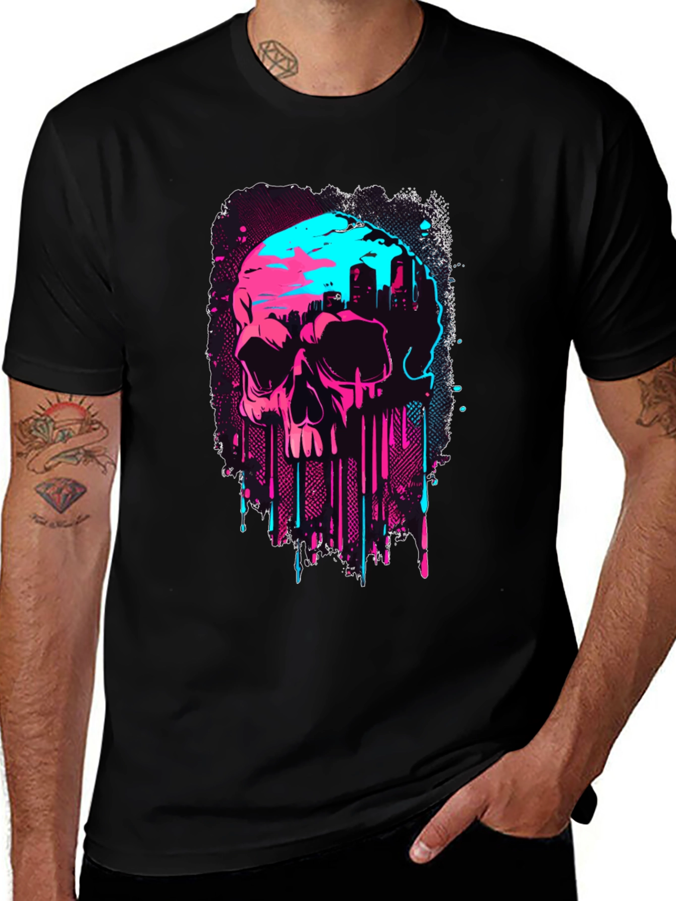Neon Skull Graphic Tee - Edgy Style