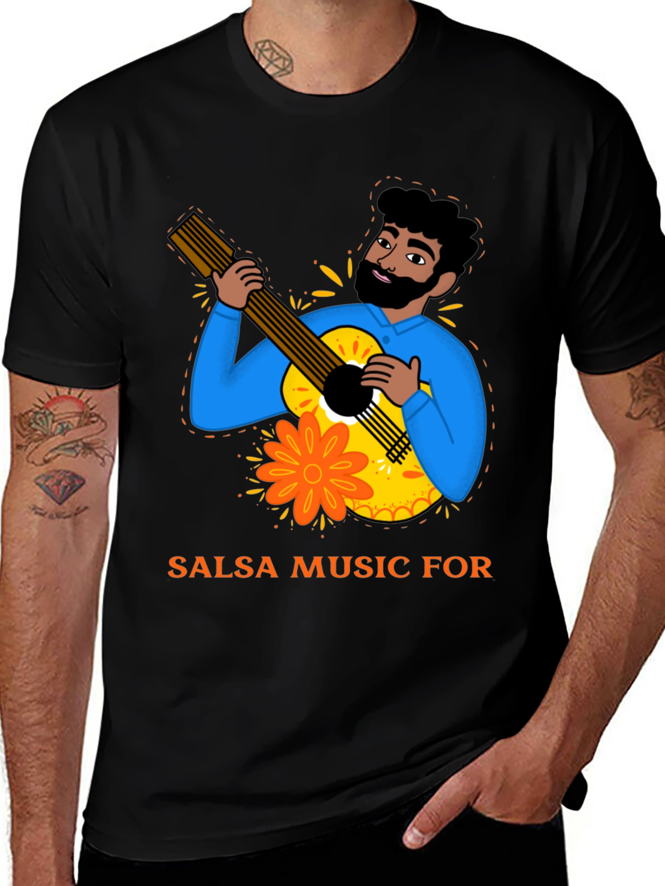 Variant 30 of Salsa Music T-Shirt - Guitar Player Design