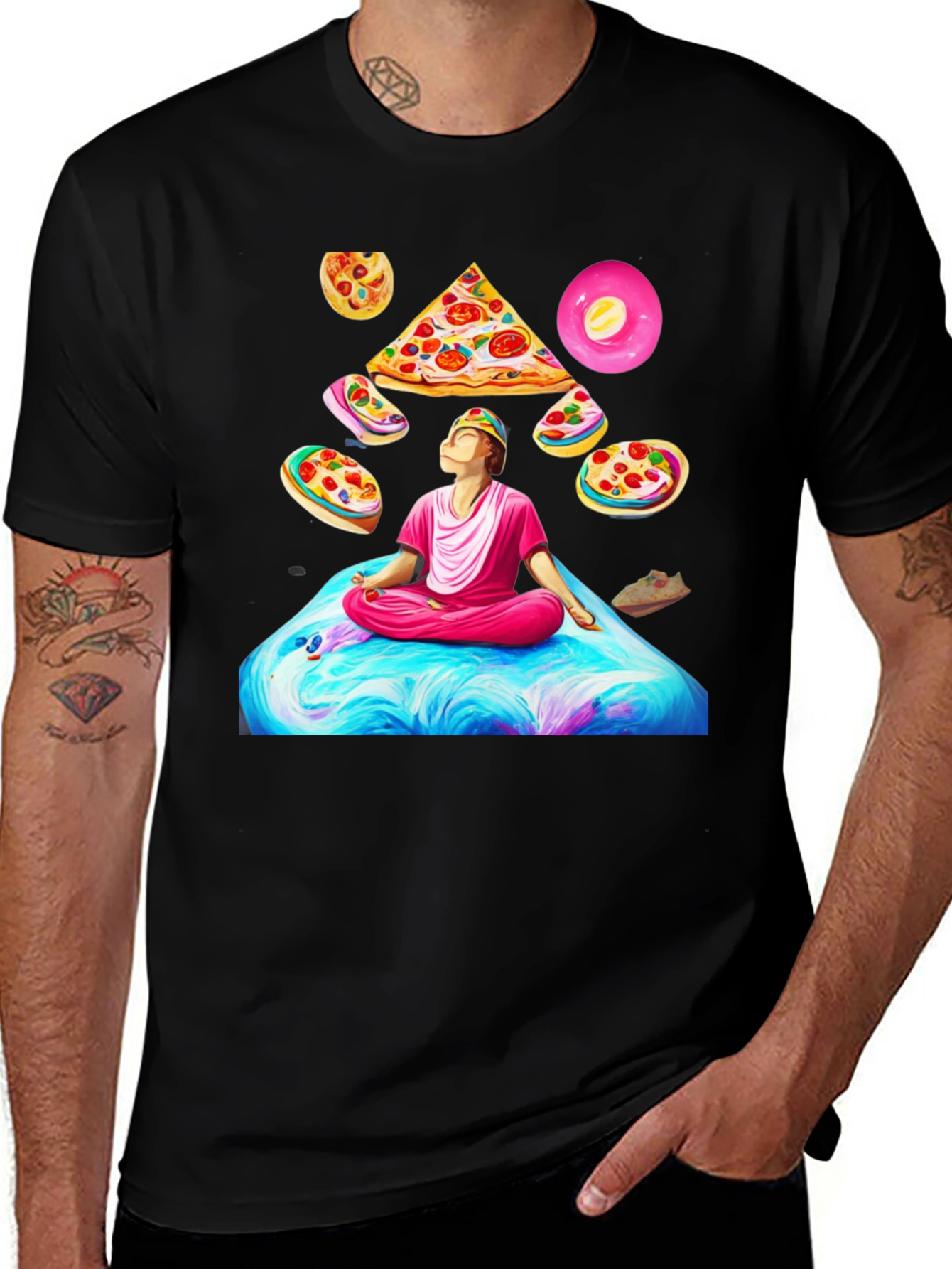 Variant 7 of Pizza Meditation T-Shirt - Unique Graphic Tee