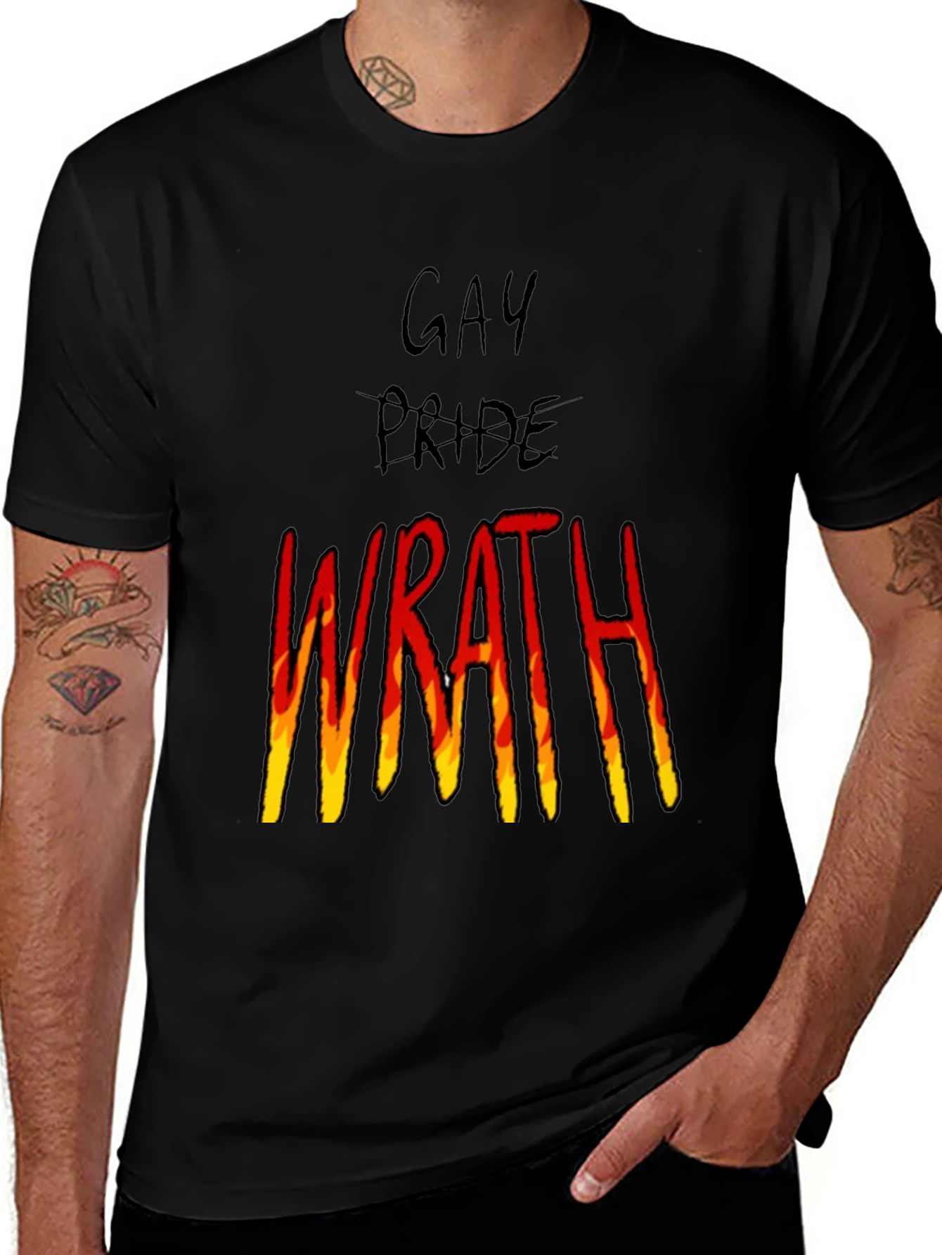 Variant 24 of Wrath Graphic T-Shirt - Black Cotton Blend Tee