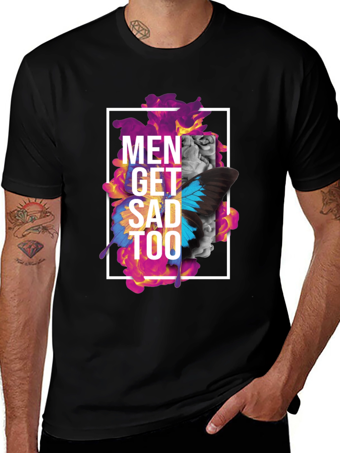 Variant 20 of Men Get Sad Too Graphic Tee - Black Short Sleeve