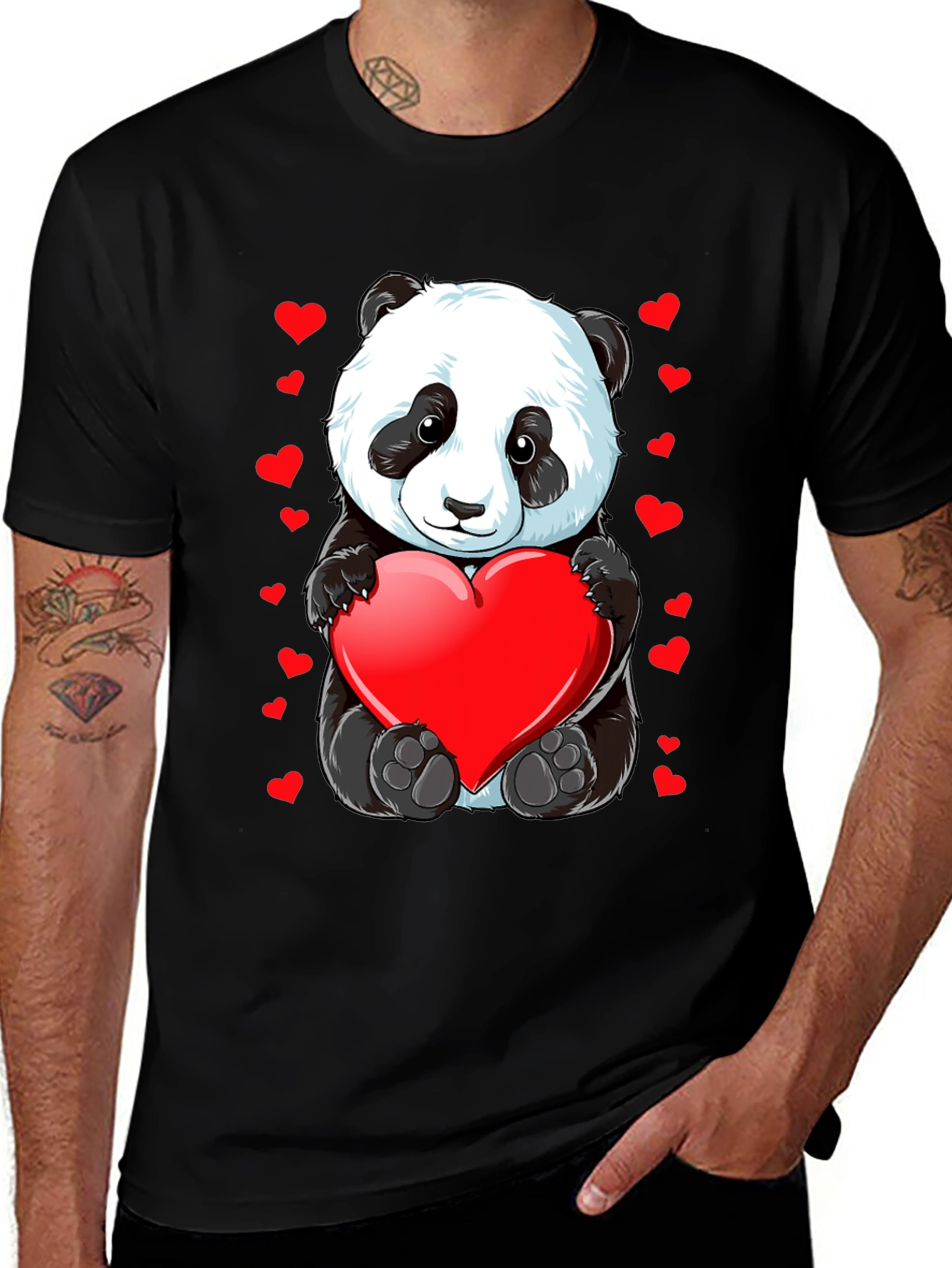 Cute Panda with Heart T-Shirt - Valentine's Day Gift