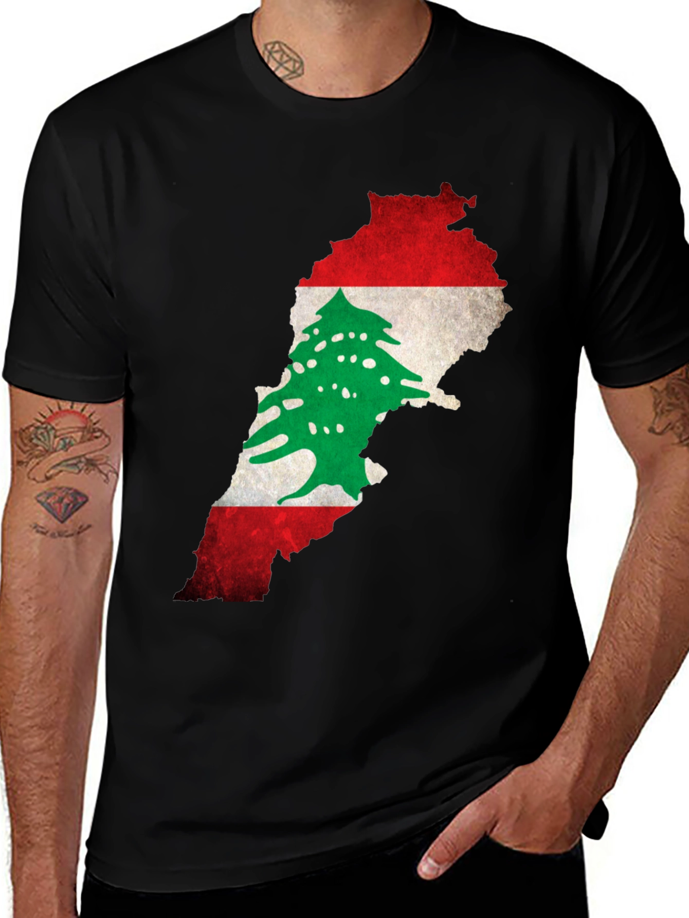 Variant 5 of Lebanon Flag Map Graphic T-Shirt