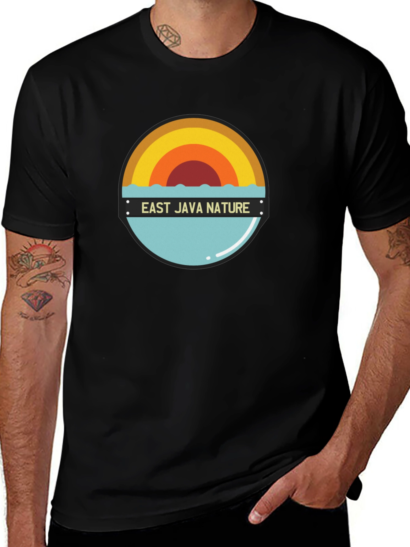 East Java Nature Graphic Tee - Black Cotton T-Shirt