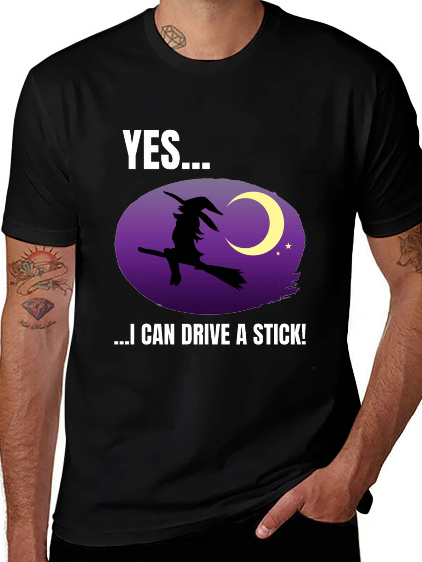 Variant 18 of Witch Broomstick T-Shirt - I Can Drive a Stick - Halloween Tee
