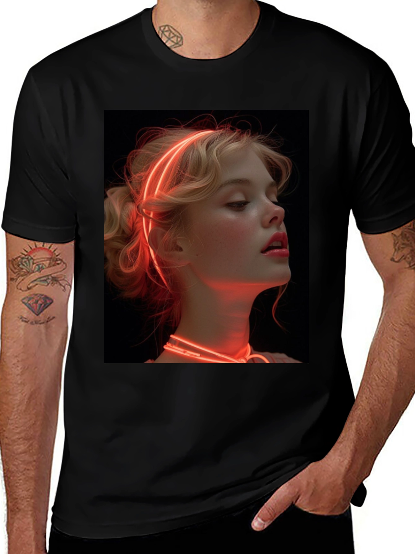Variant 15 of Neon Glow Girl T-Shirt - Unique Graphic Tee
