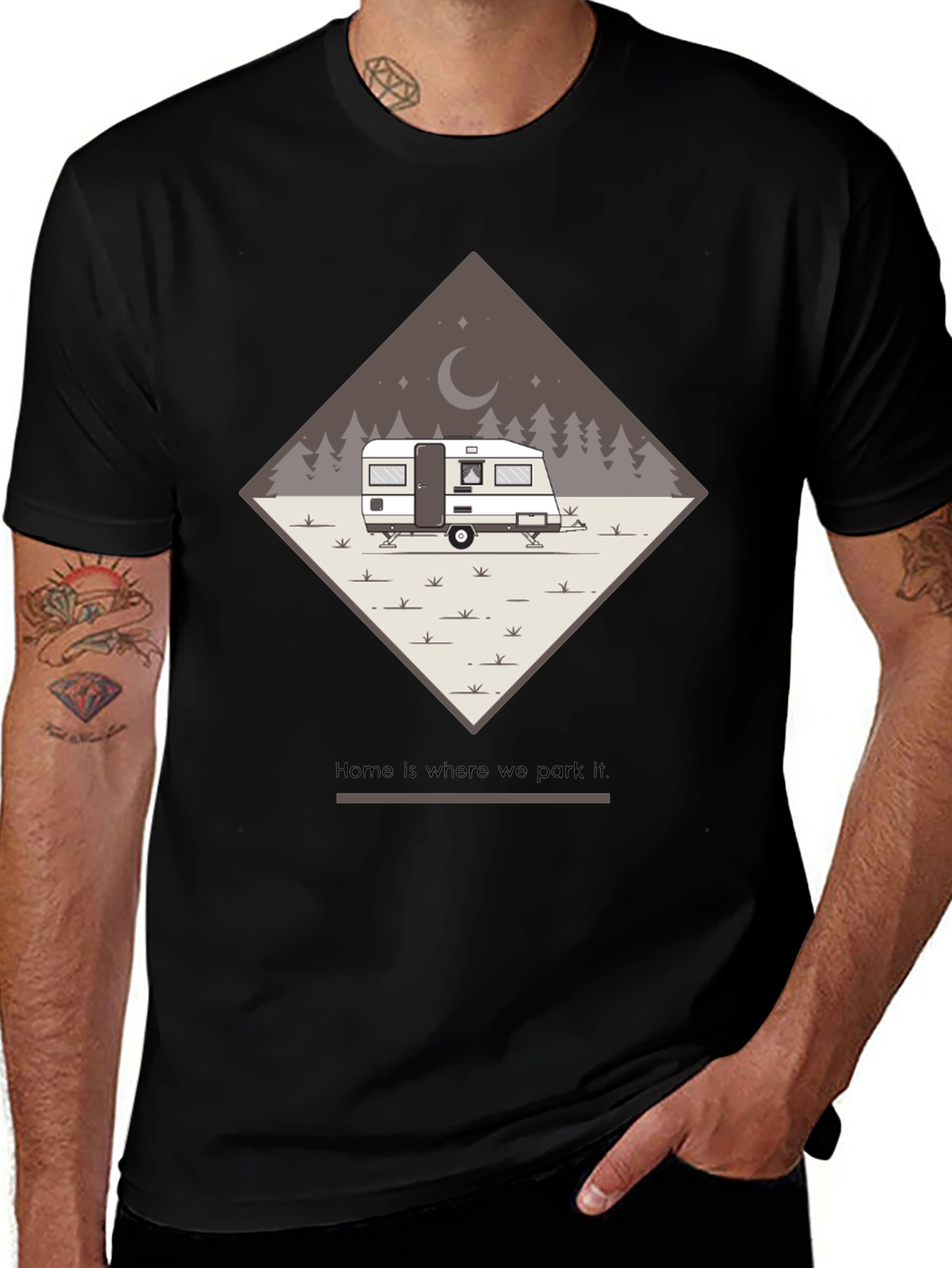 Variant 10 of Camping Trailer Graphic Tee - Home Is Where You Park It
