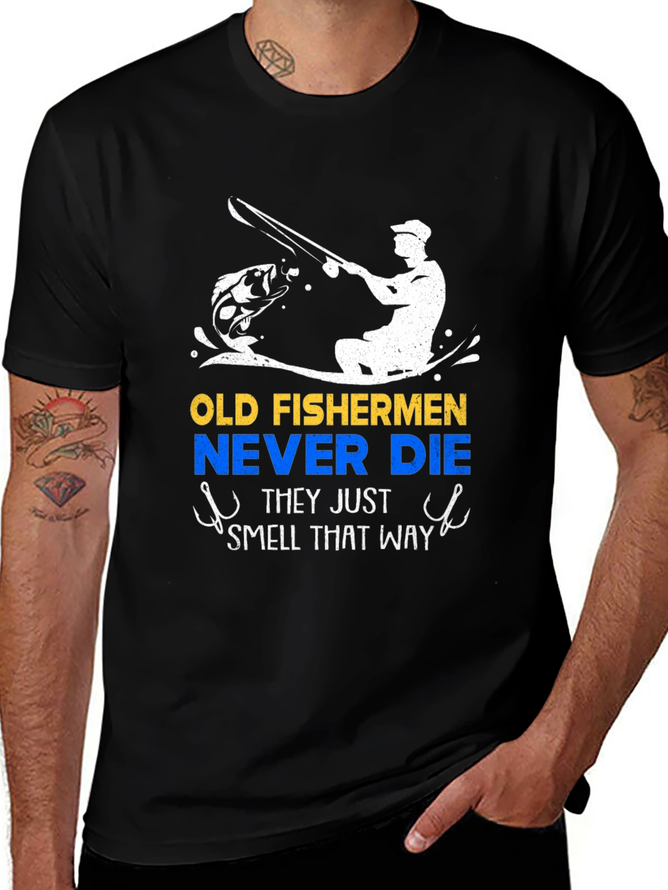 Variant 7 of Old Fishermen Never Die T-Shirt
