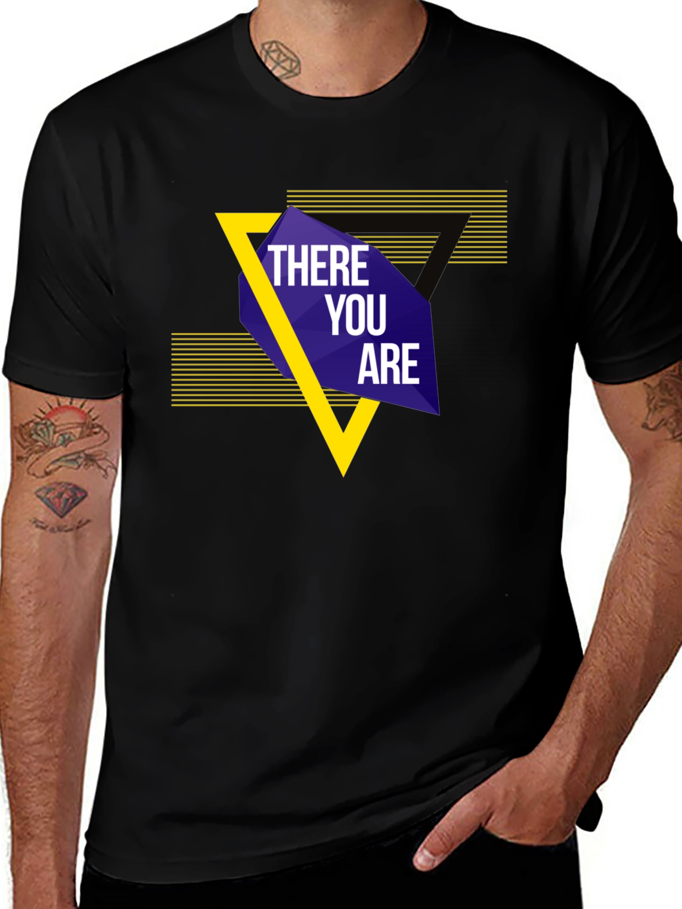 Black There You Are Graphic Tee - Bold Geometric Design main image