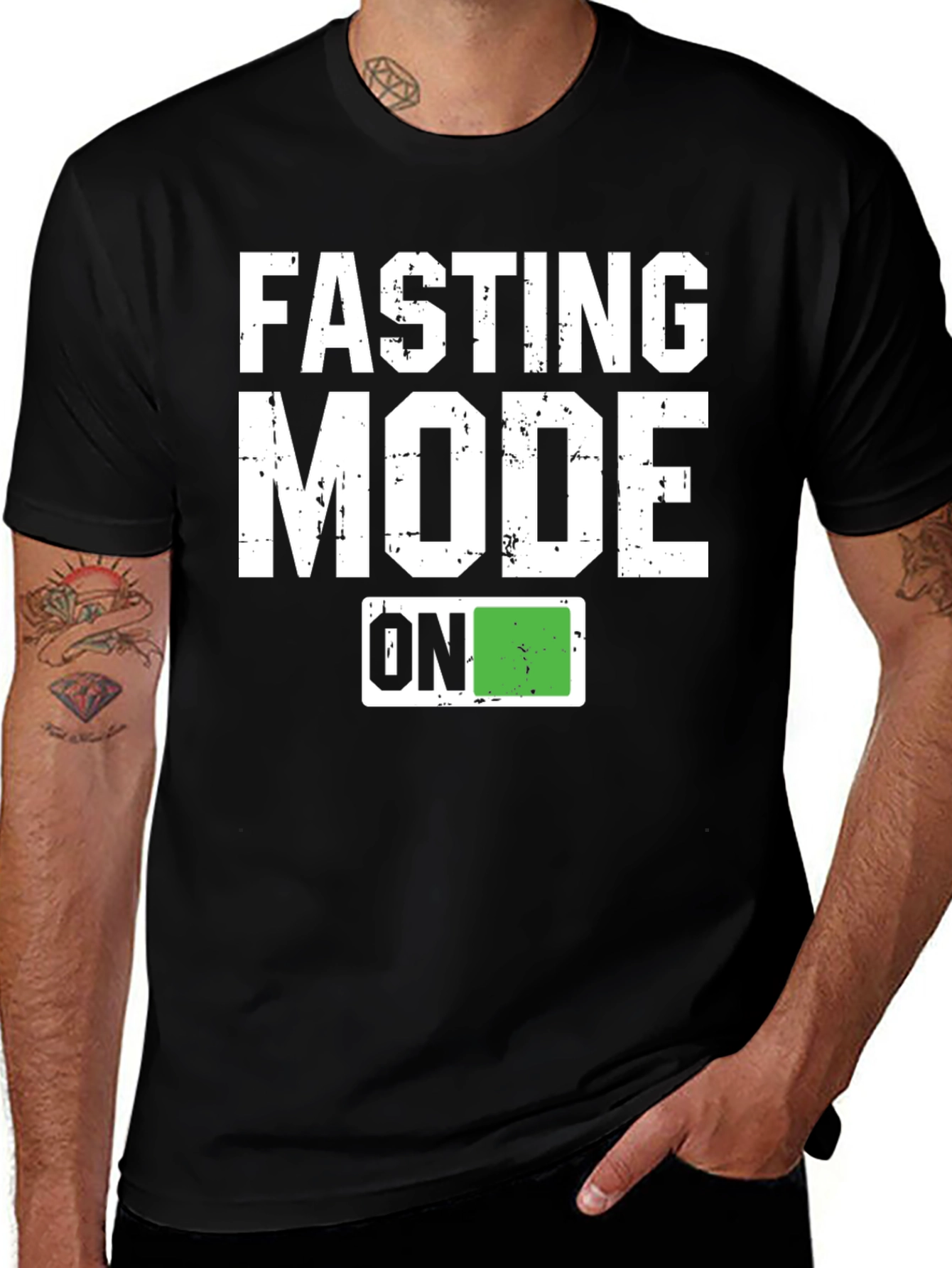 Variant 20 of Fasting Mode On Graphic Tee - Black